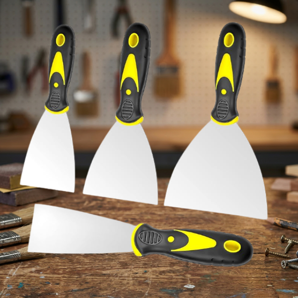 use these putty knives to scrape old finish/stripper and to apply wood filler