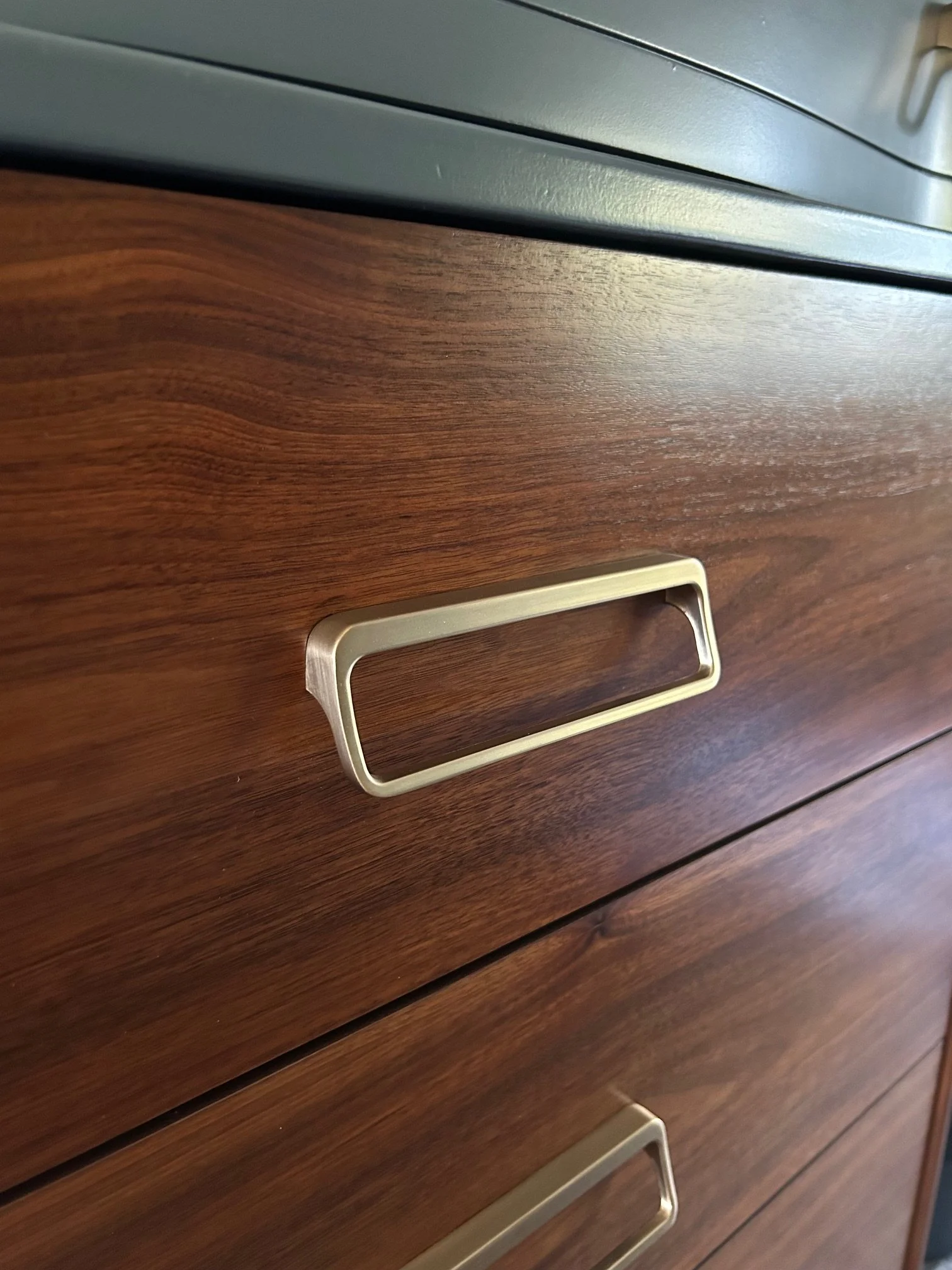 modern rectangular pulls - comes in multiple colors - this photo shows "champagne bronze"