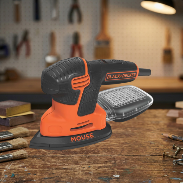use this mouse sander to get into tight corners and hard-to-reach surfaces