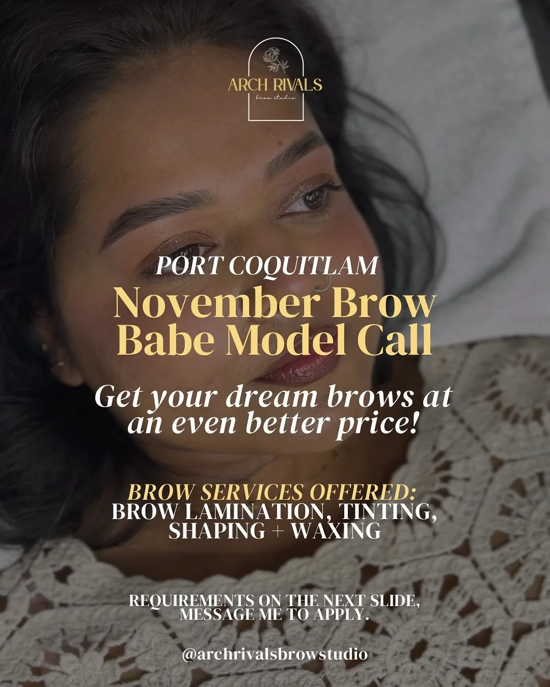NOVEMBER MODEL CALL 🤍
I&rsquo;m looking for models for brow lamination, tinting, and waxing to create content + build my portfolio!

💫 model pricing
📍 Port Coquitlam, BC 
📅 select November dates only

want perfect brows for less?
💬 DM &ldquo;MOD