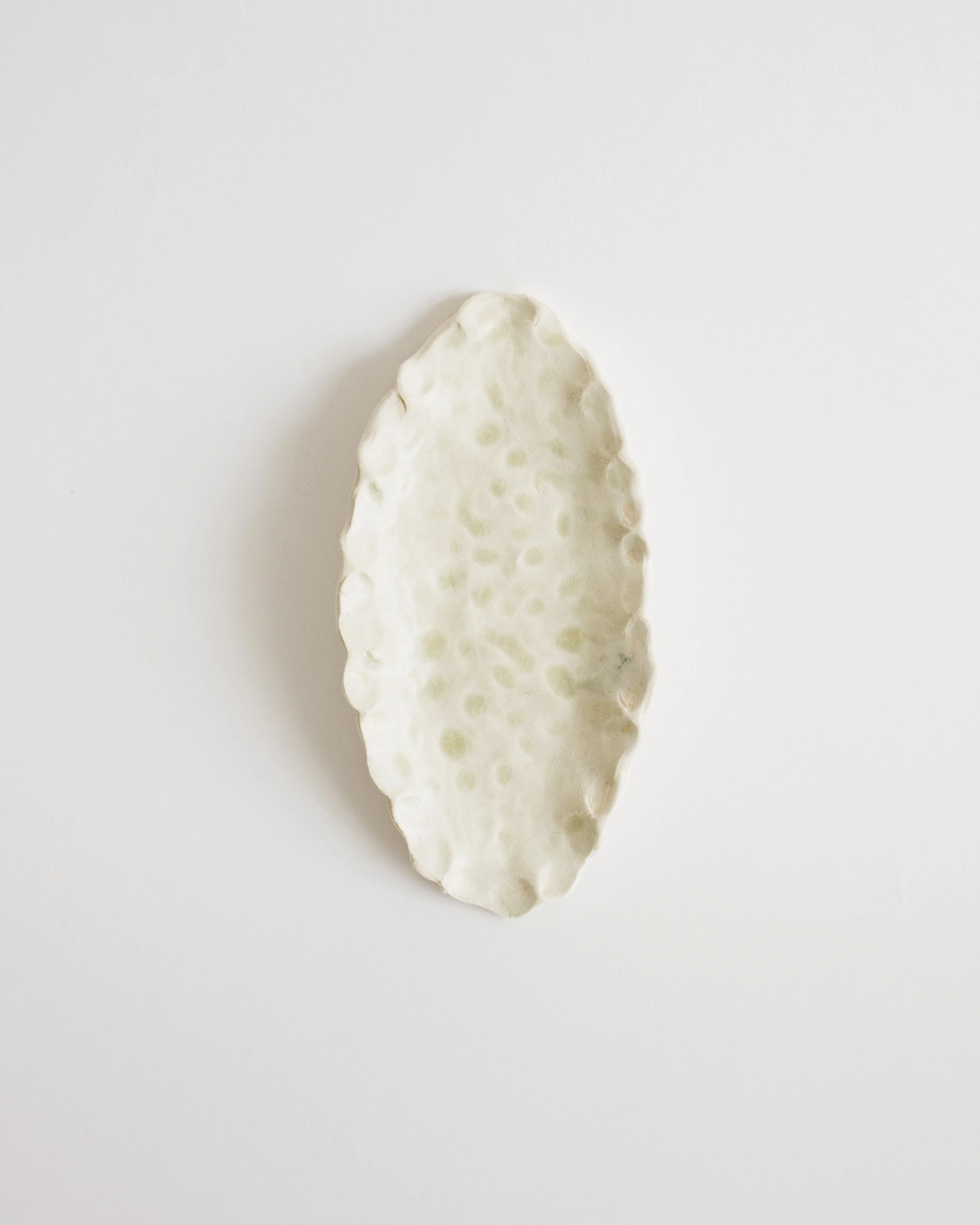 demi-scalloped footed tray in porcelain & glaze