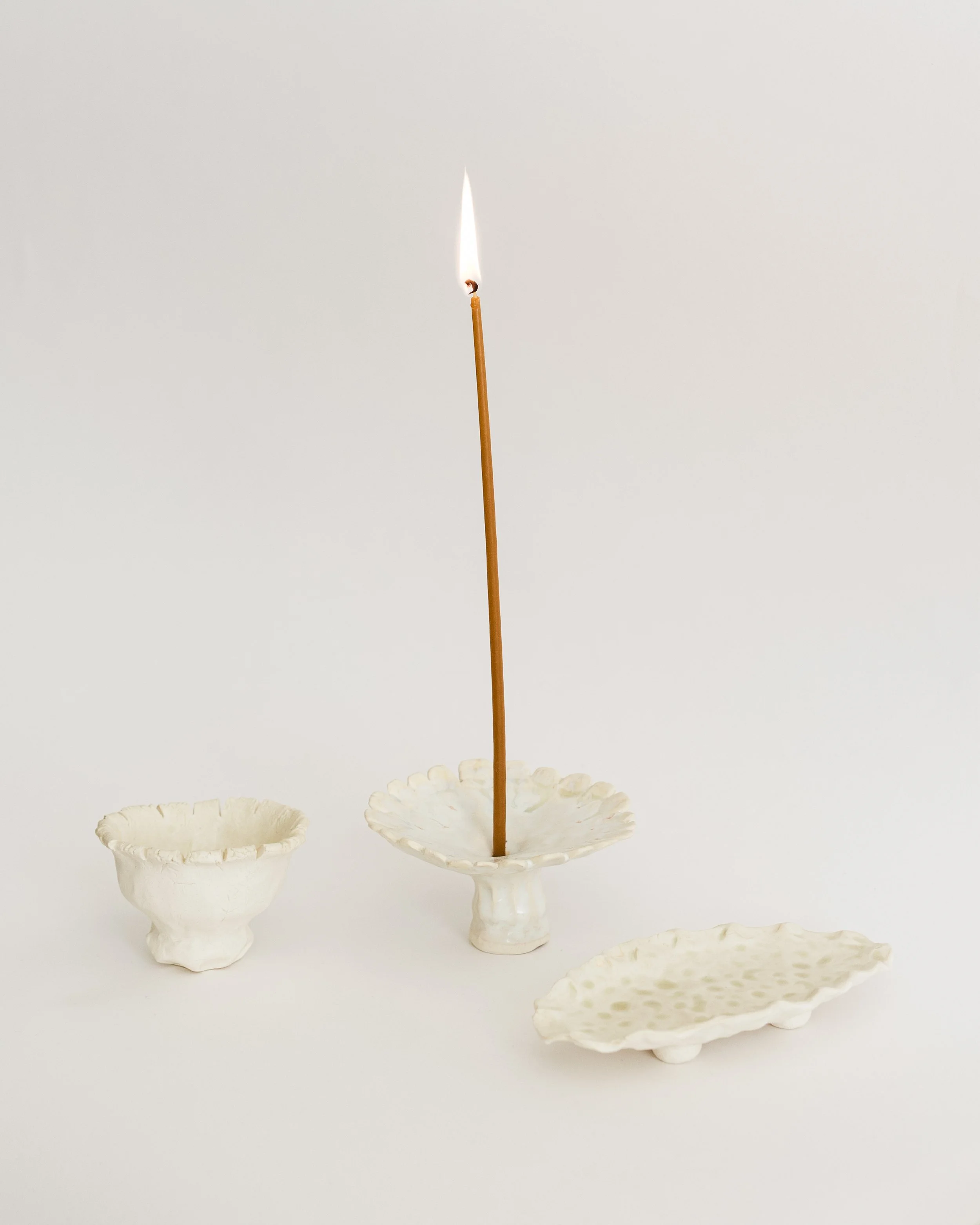 wisp candle holder in porcelain & glaze