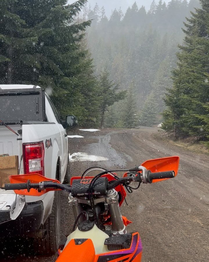 Nothin like the mountain riding in the spring! Definitely found the snow!  Summer&rsquo;s coming though! Don&rsquo;t miss out! Book a rental with us! Or even a join us for a ride! #ktm #dirtbike #dirtbikes #mountains #motorcyclerentalservice
