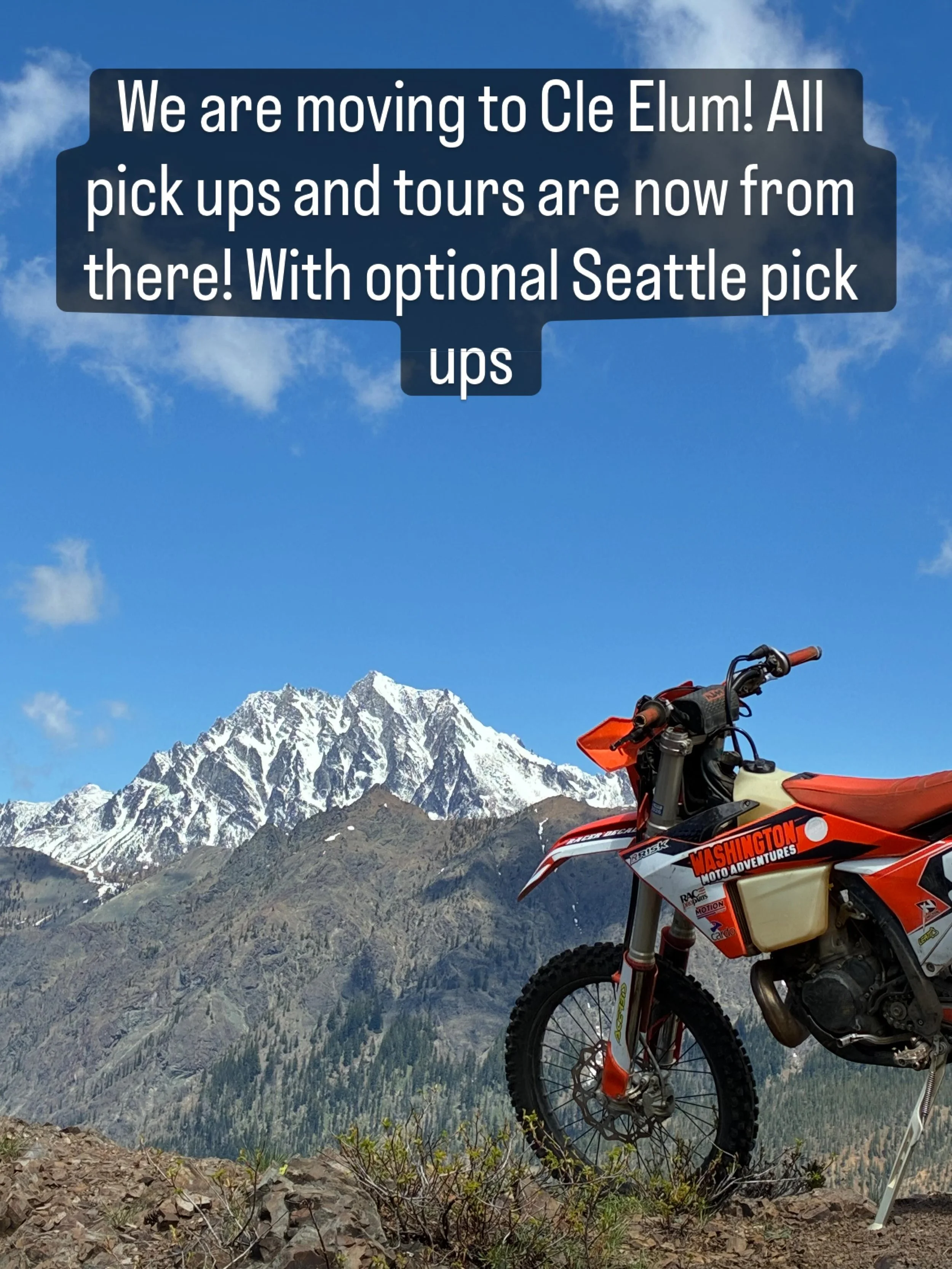 Big news! We are moving to Cle Elum to better serve you all! All pick ups and tours are now from Cle Elum only a short hour 15 min ride from Seattle! You&rsquo;ll be able to ride right from our shop and have easier access to mountain and desert ridin