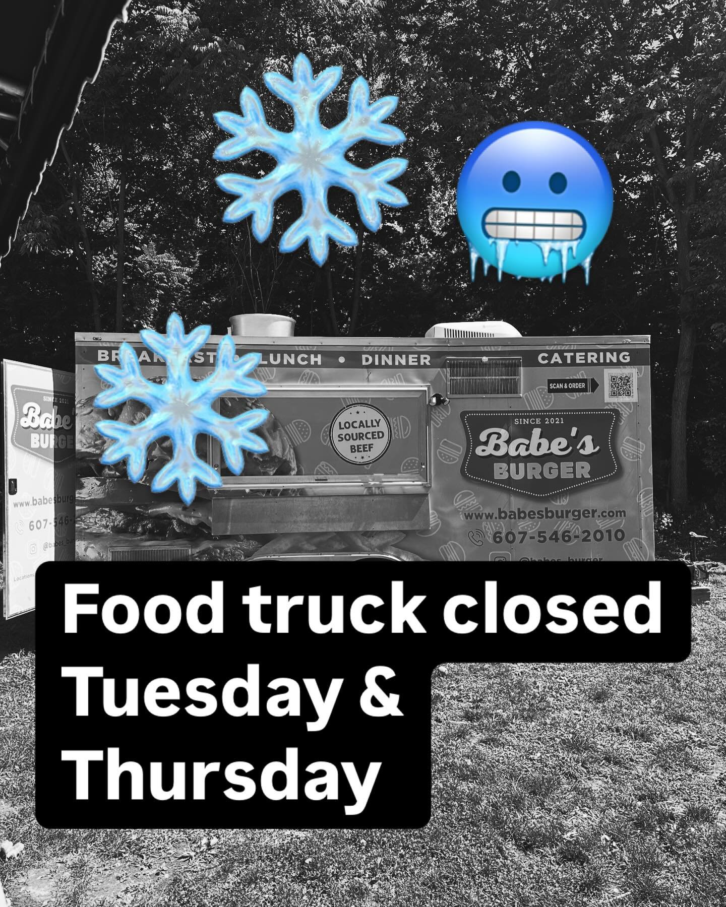 It seems like winter has finally hit us. The food truck will be closed this week due to winter temperatures. Stay warm and visit us in Hector @luckyharebrewing or in ithaca @deepdiveithaca