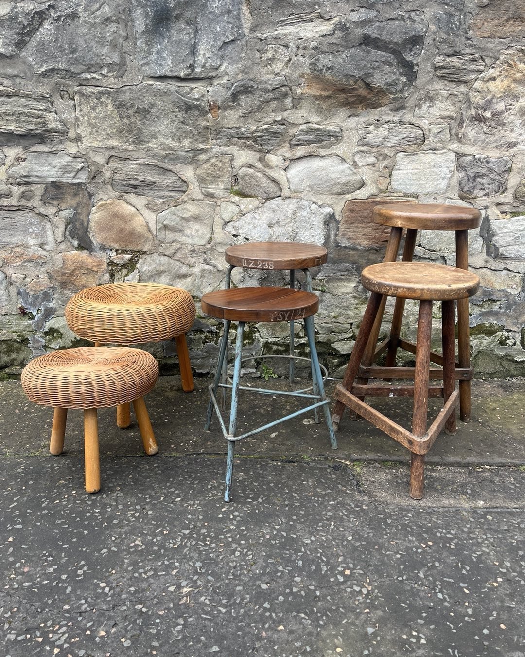 Collection of Stools.All Available to Purchase.Worldwide Shipping.Dm for prices#french#stools#original#rustic#patina#mcm#artisan#rattan#wicker#sculpture#interiorstyle#decor#decorativemodern#scottcampbellmodern#forsale