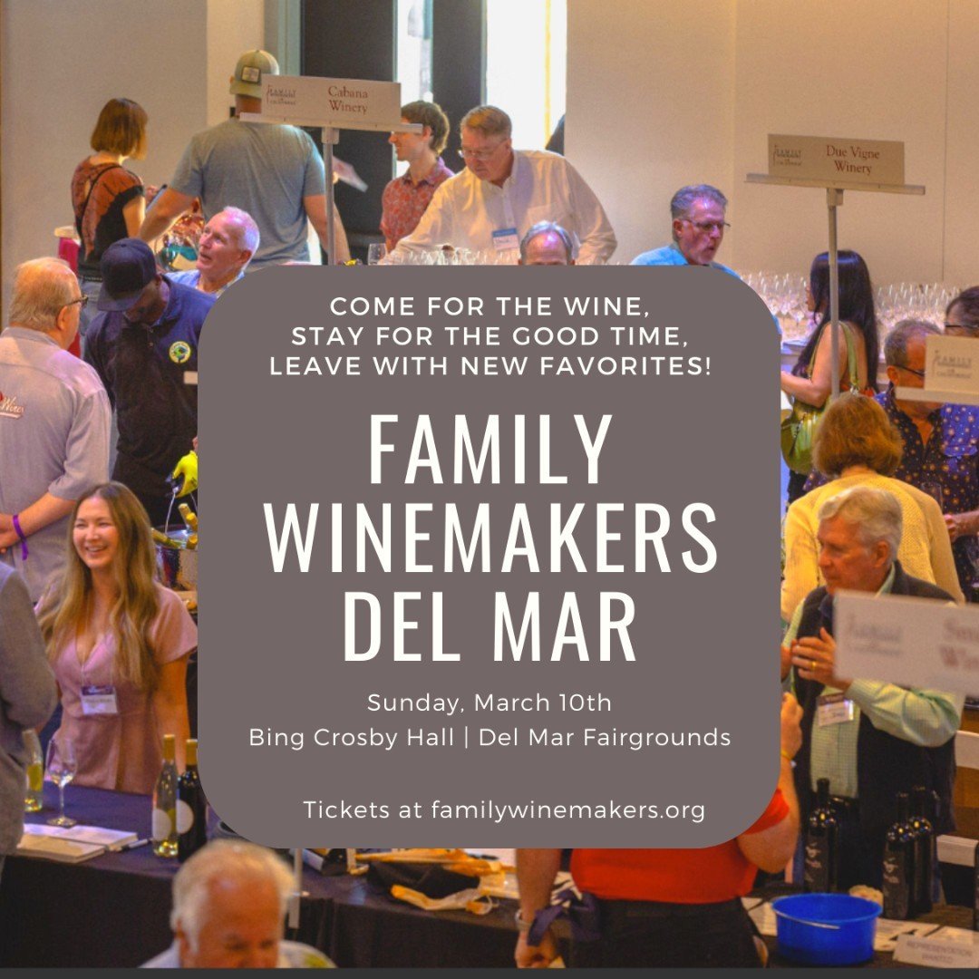 We are excited to be pouring wine on tap with some of our winery partners at the @familywinemakers event in Del Mar, CA on March 10th! We hope to see some of you there. 

#FamilyWinemakers #winetasting #wineontap