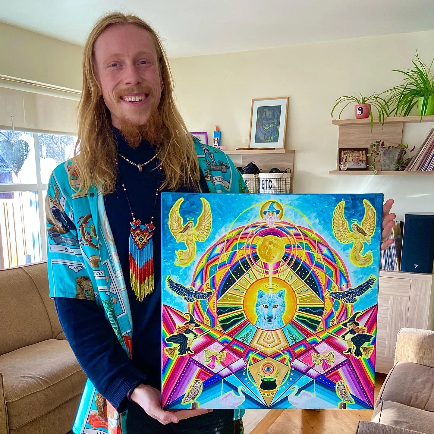 It is with great joy that I share with you my newest painting 🧙🏼&zwj;♂️🎨🪽🌈🧬

Receiving this vision was a special process and I am filled with gratitude to have had an opportunity to create this unique piece 🙏💛🙏

At the end of last year my fr