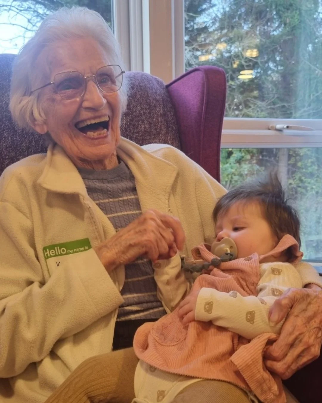 Kay and Baby Nova have 101 years age difference and yet a bond formed between them as soon as they met!

5 month old Baby Nova and her mum came to Songs &amp; Smiles at Groveland Park last term, and as soon as Nova was laid down on the mat she couldn