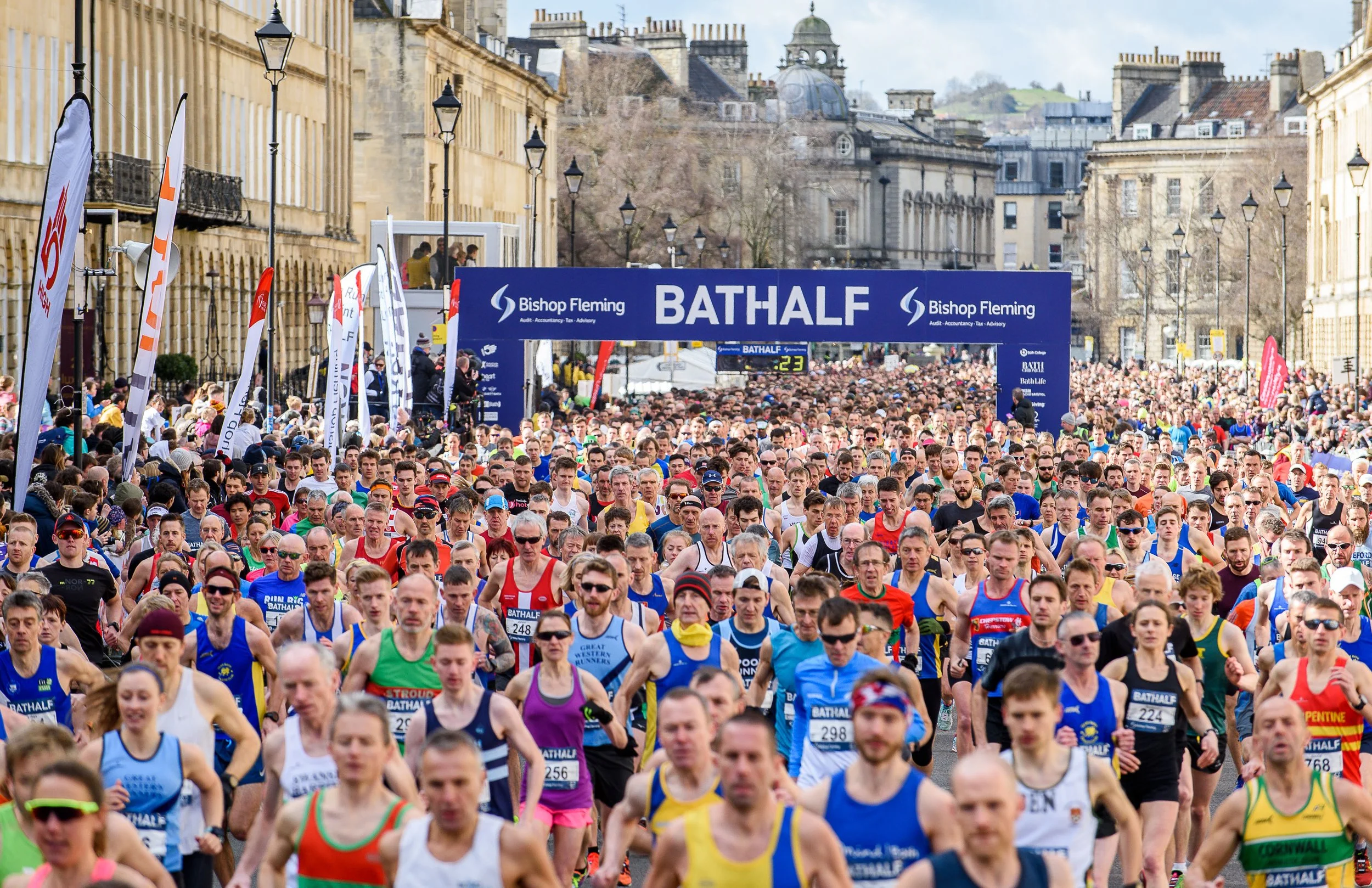 Runners at the start of the Bath Half road race