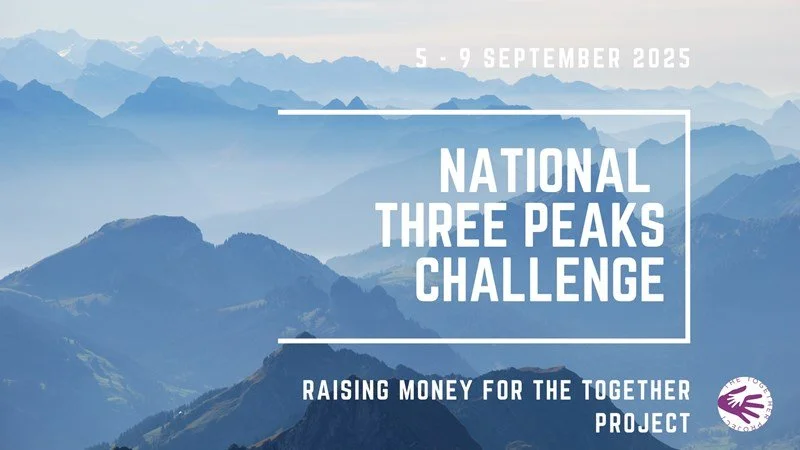Graphic promoting Sarah Jordan’s National Three Peaks Challenge in support of The Together Project