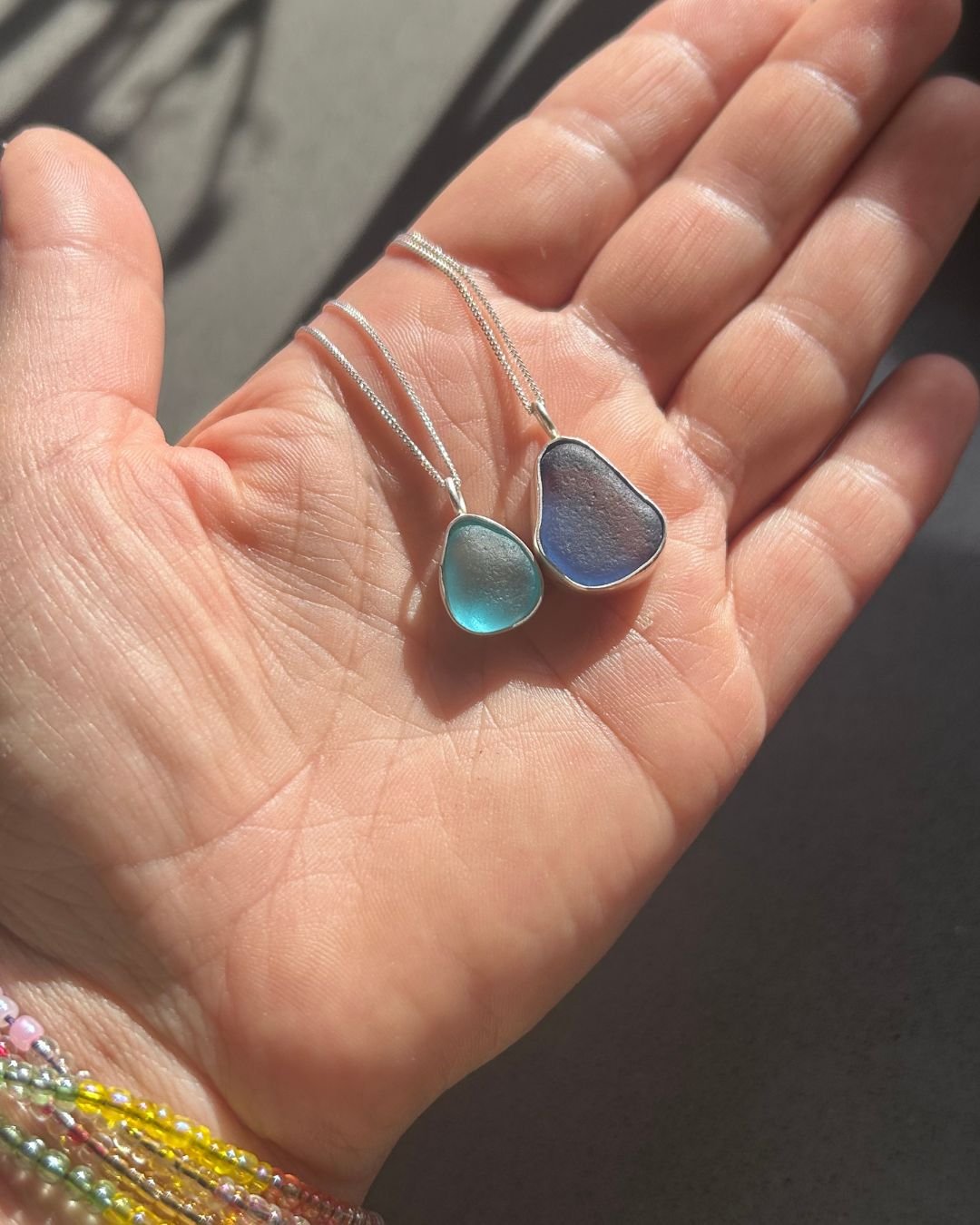 Sea glass silver pendants 