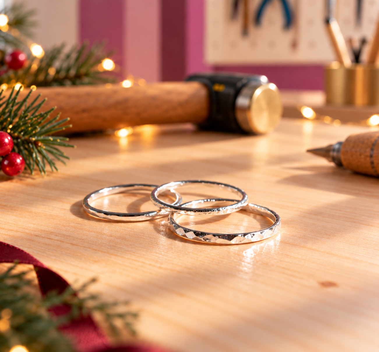Christmas 3 Silver Stacking Rings Workshop