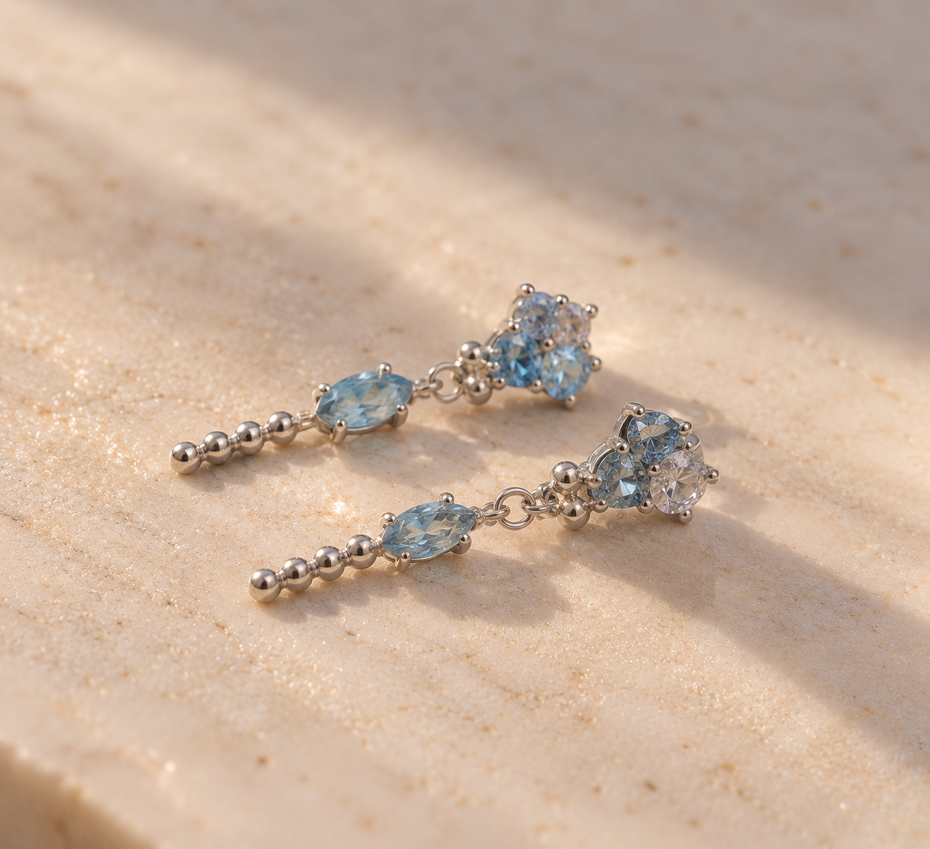 Silver and topaz dangly cluster earrings