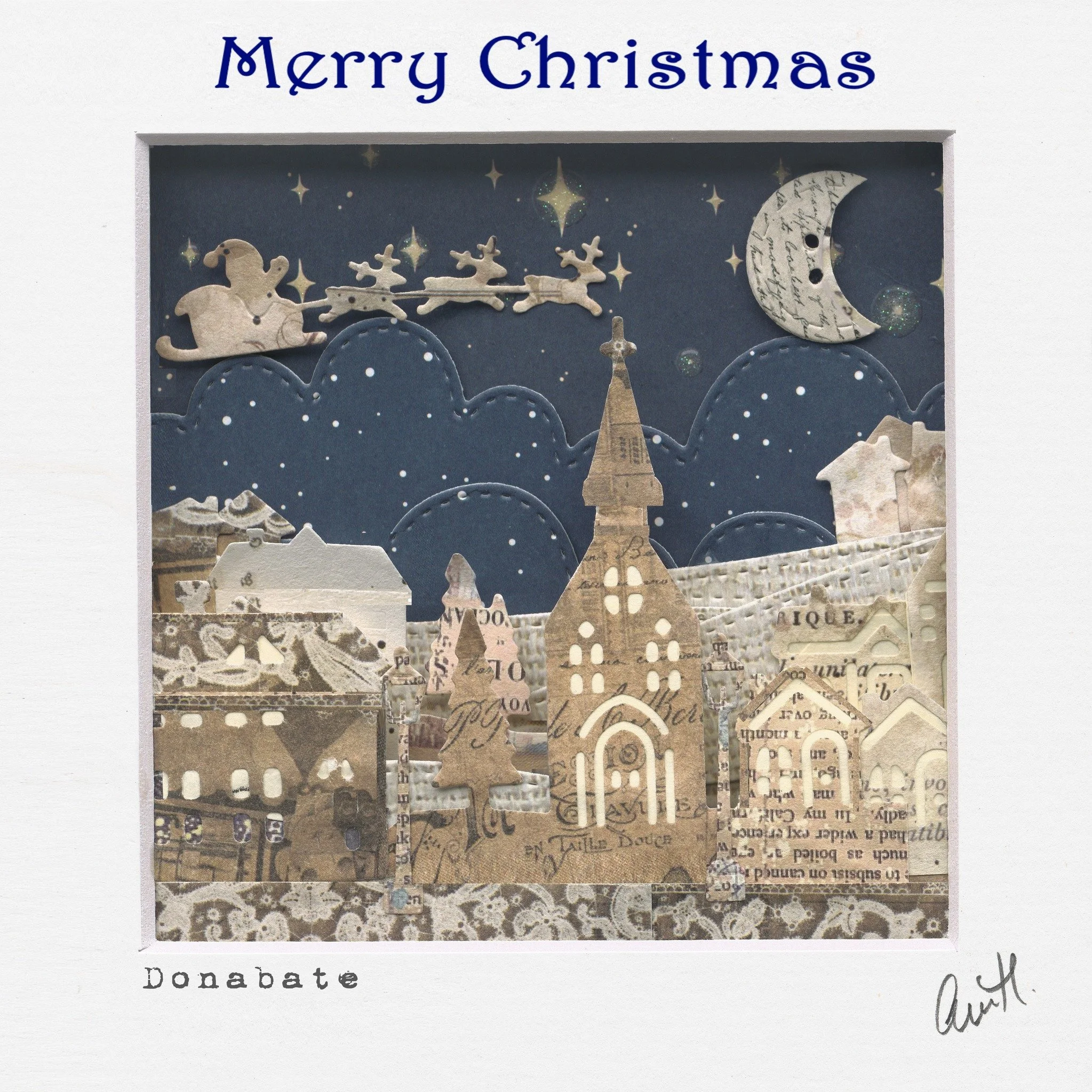 Cards - New Christmas designs!  I'm delighted to launch the first of my new Christmas cards for 2024. Handmade using papercraft and buttons this picture features St Patrick's church in Donabate Village on Christmas eve (yes, that's Santa &amp; his re