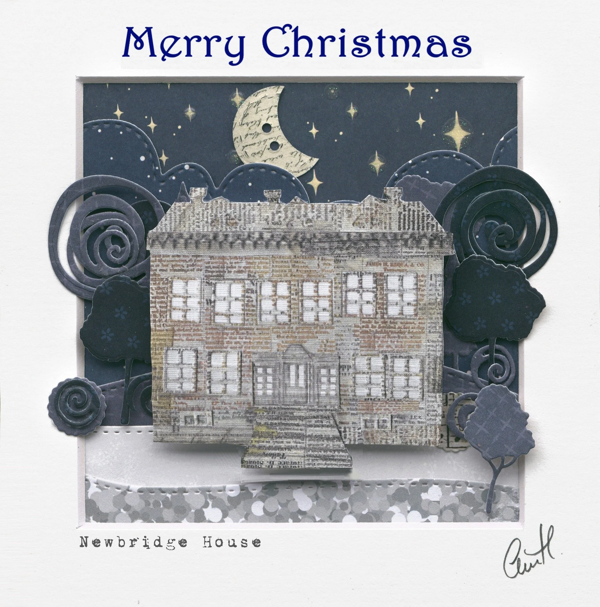 2nd of my new Christmas Cards is this beauty 🥰 Handmade design using papercraft and buttons scanned to capture the 3d nature of the pic of Newbridge House on a Christmas night.  Available to order now! https://www.buttonpics.com/shop/p/newbridgehous