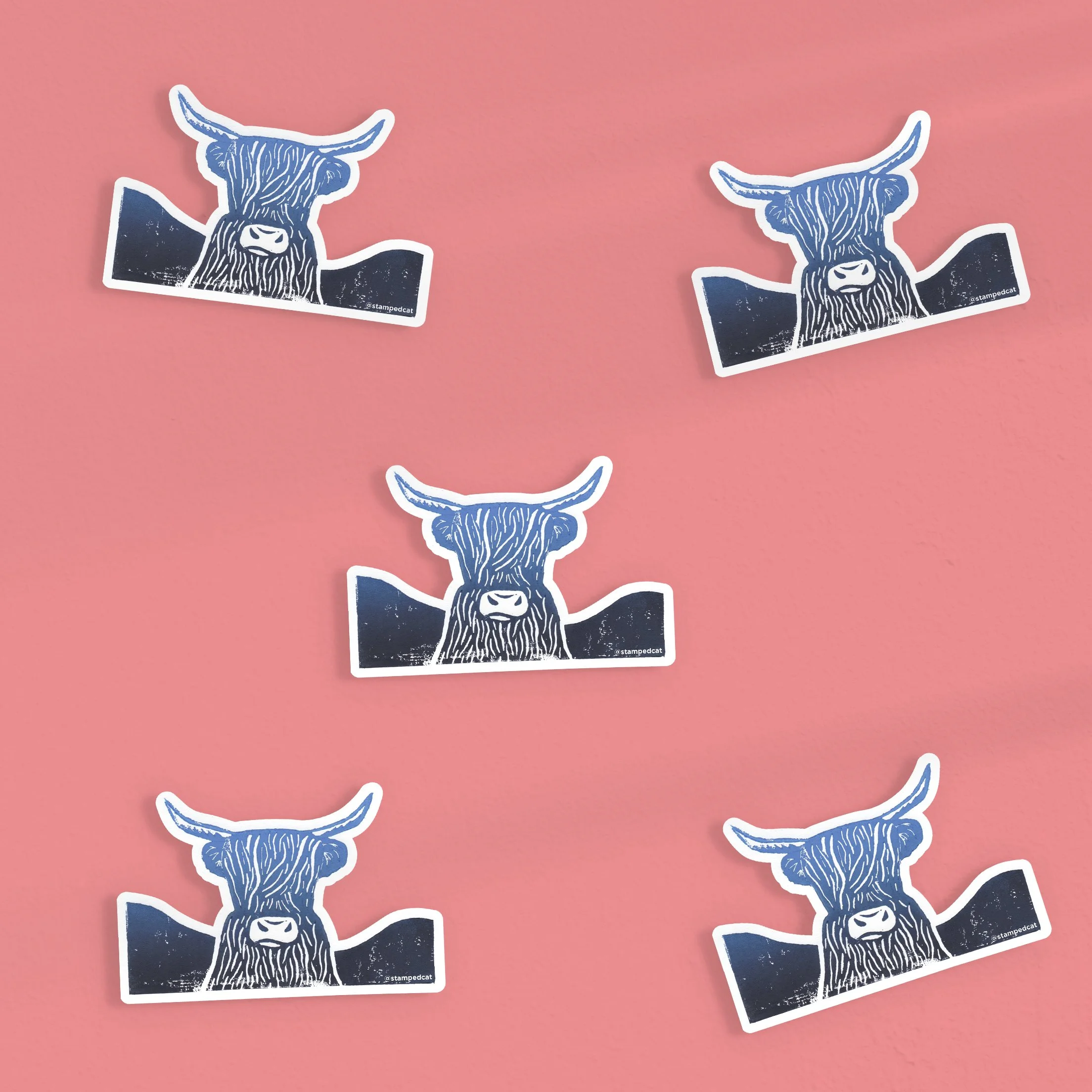 Blue Scottish Highland Cow - Waterproof Sticker