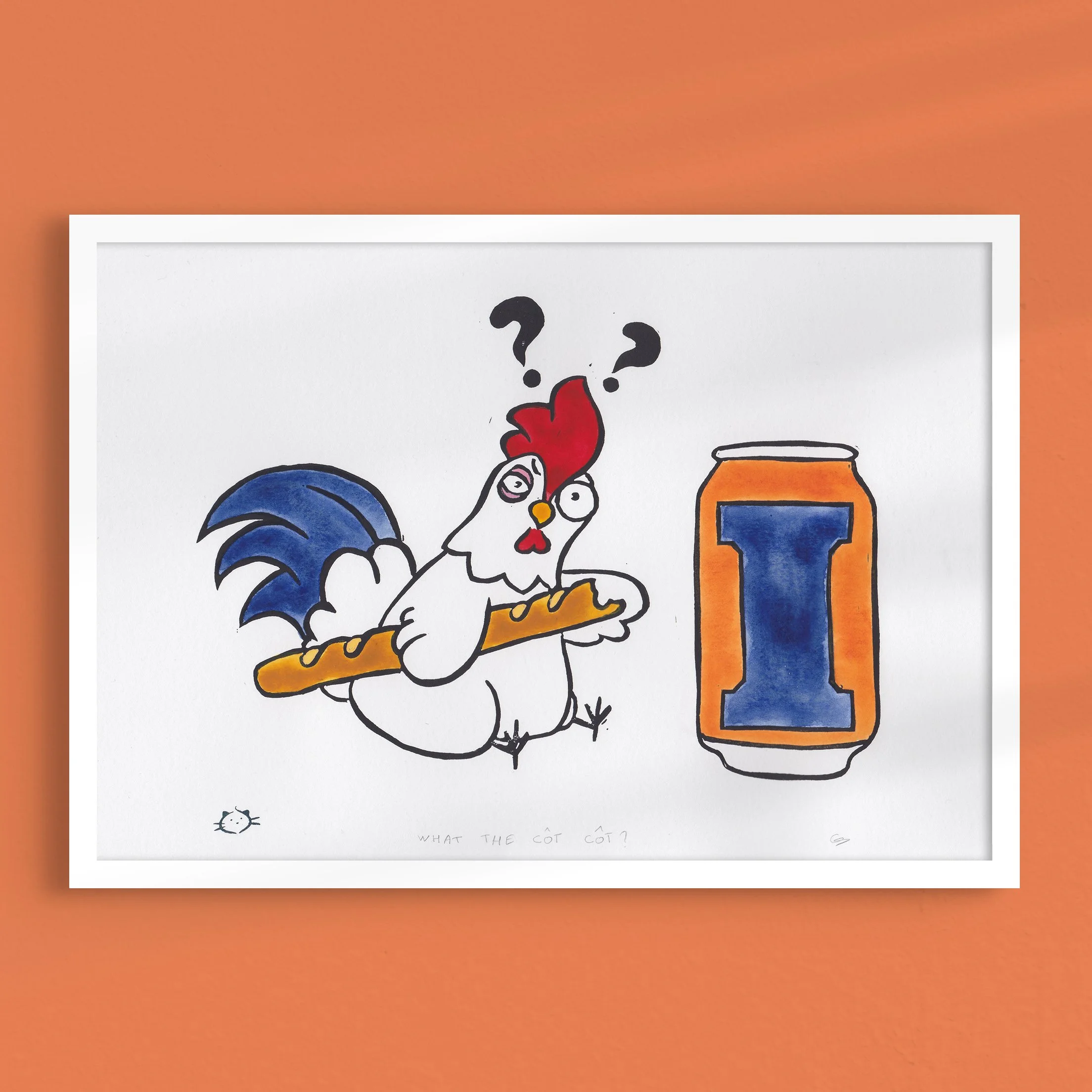 What the côt côt - French Chicken and Irn Bru lino print