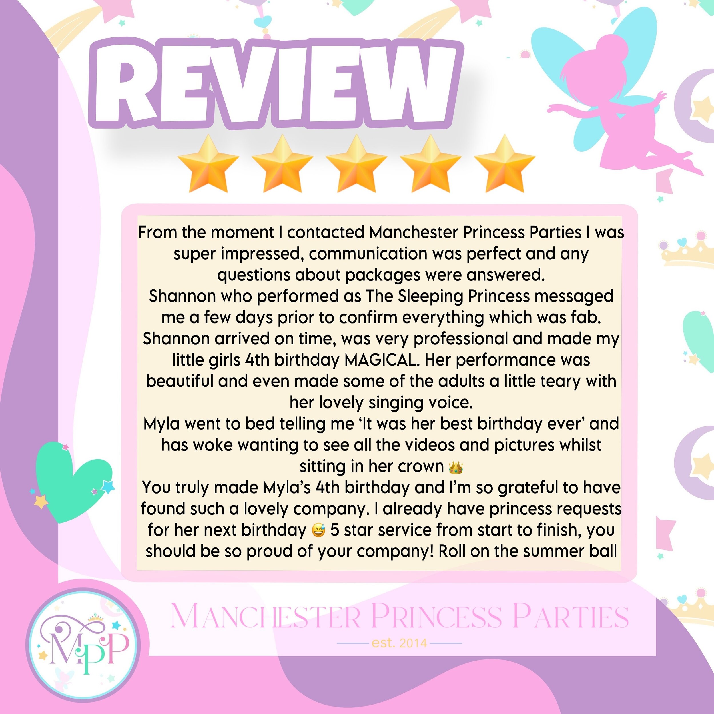 Thank you so much to Lauren for this lovely review!  A huge well done to our incredible performer Shannon💖
.
#partyprincess #partyprincessuk #entertainer #entertainmentmanchester #manchester #greatermanchester #manchestermums #manchesterparties #man