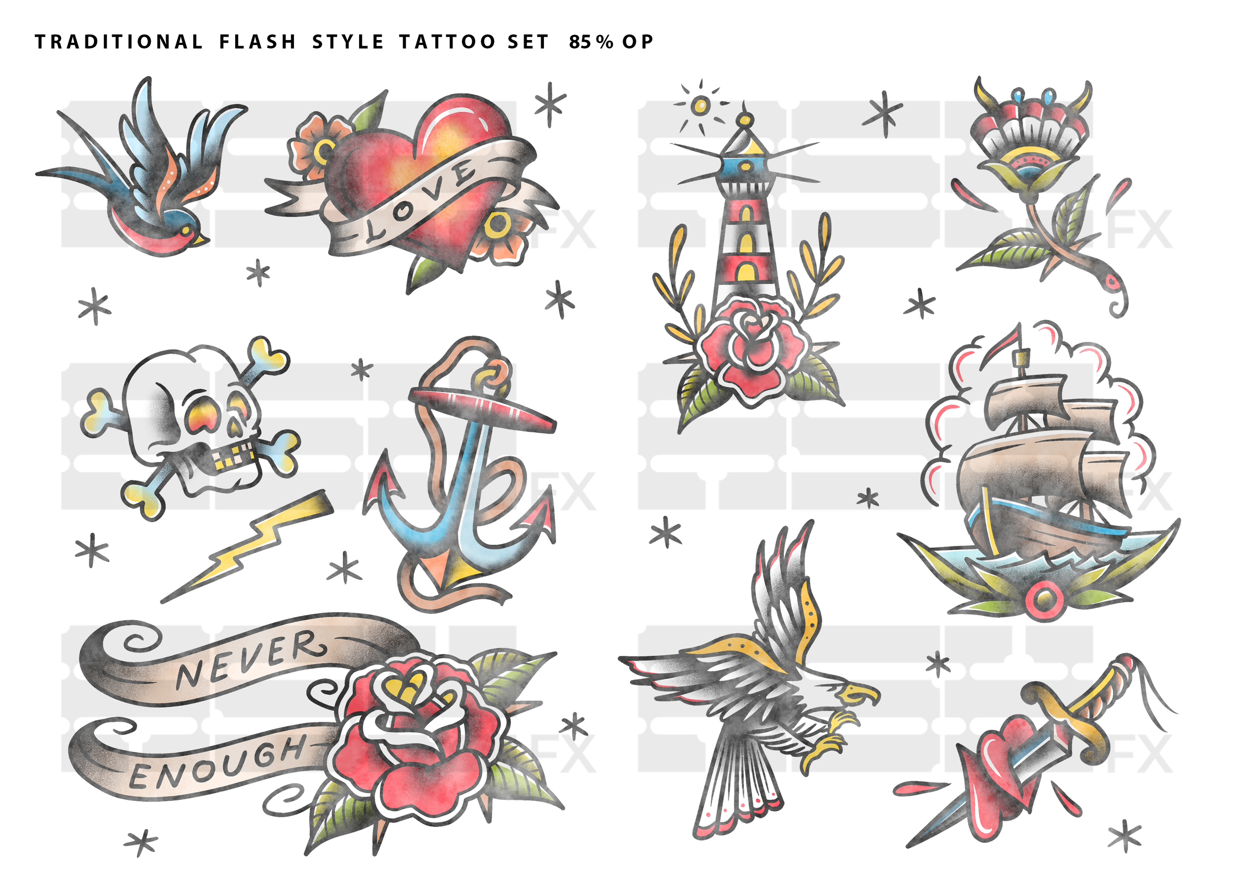 WATERMARKED TRADITIONAL FLASH STYLE TATTOO SET_.png