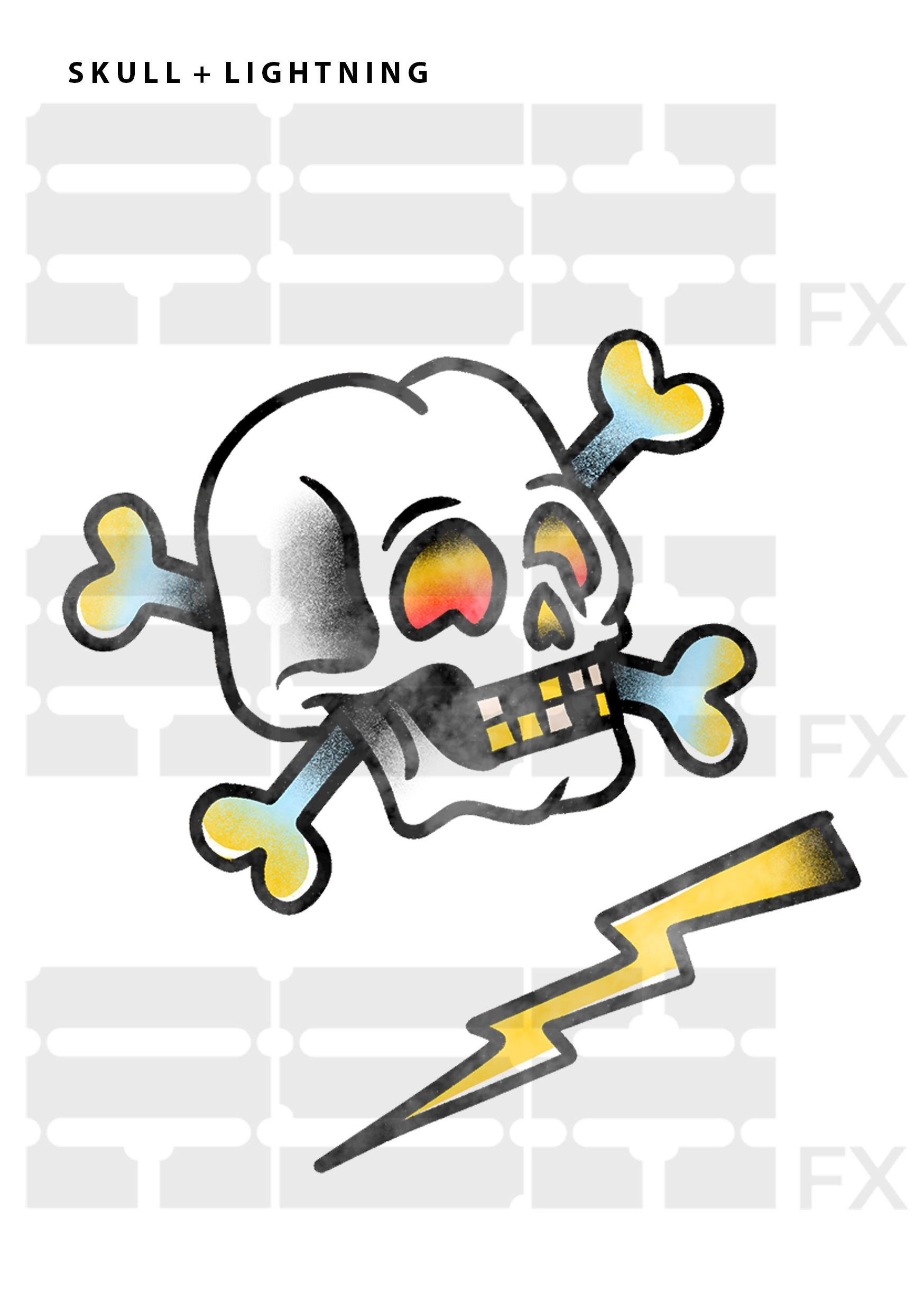 SKULL & LIGHTNING BOLT
