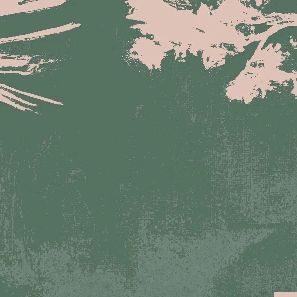 Abstraktes Bild mit grünen, weißen und rosa Farbtönen.