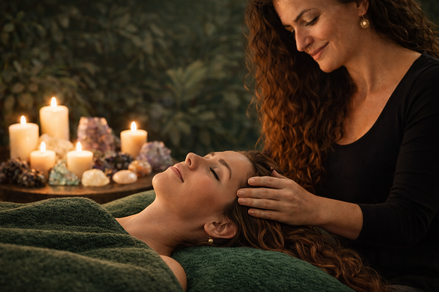 Person receiving a facial massage at a spa or skincare clinic.