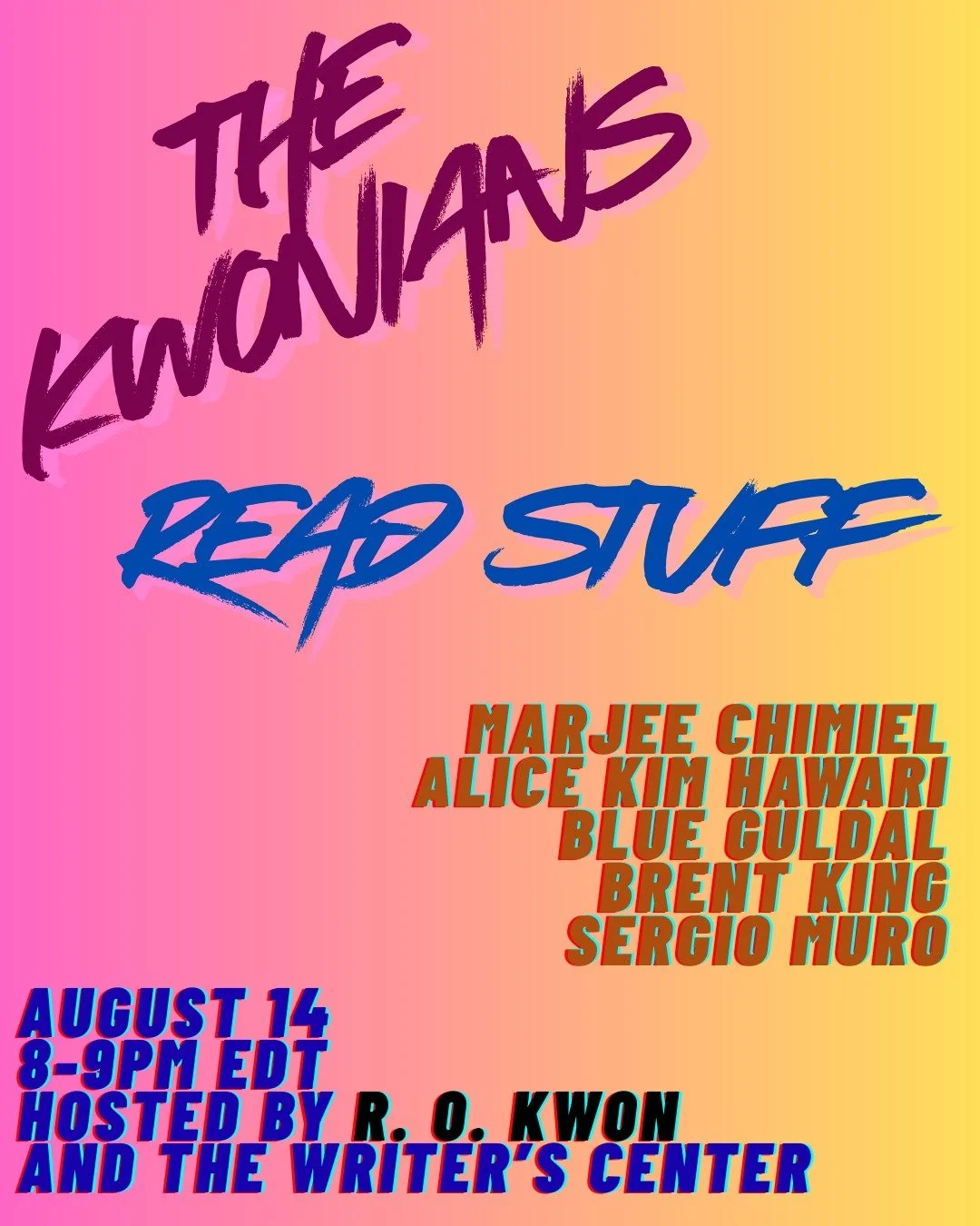 Tune in to hear a bunch of fantastic peeps read from their stories. Hosted by the one and only @ro.kwon and @thewriterscenter in honor of our 10 months of intense fiction together (Wait, what? They should not let the spec fic person write this stuff!