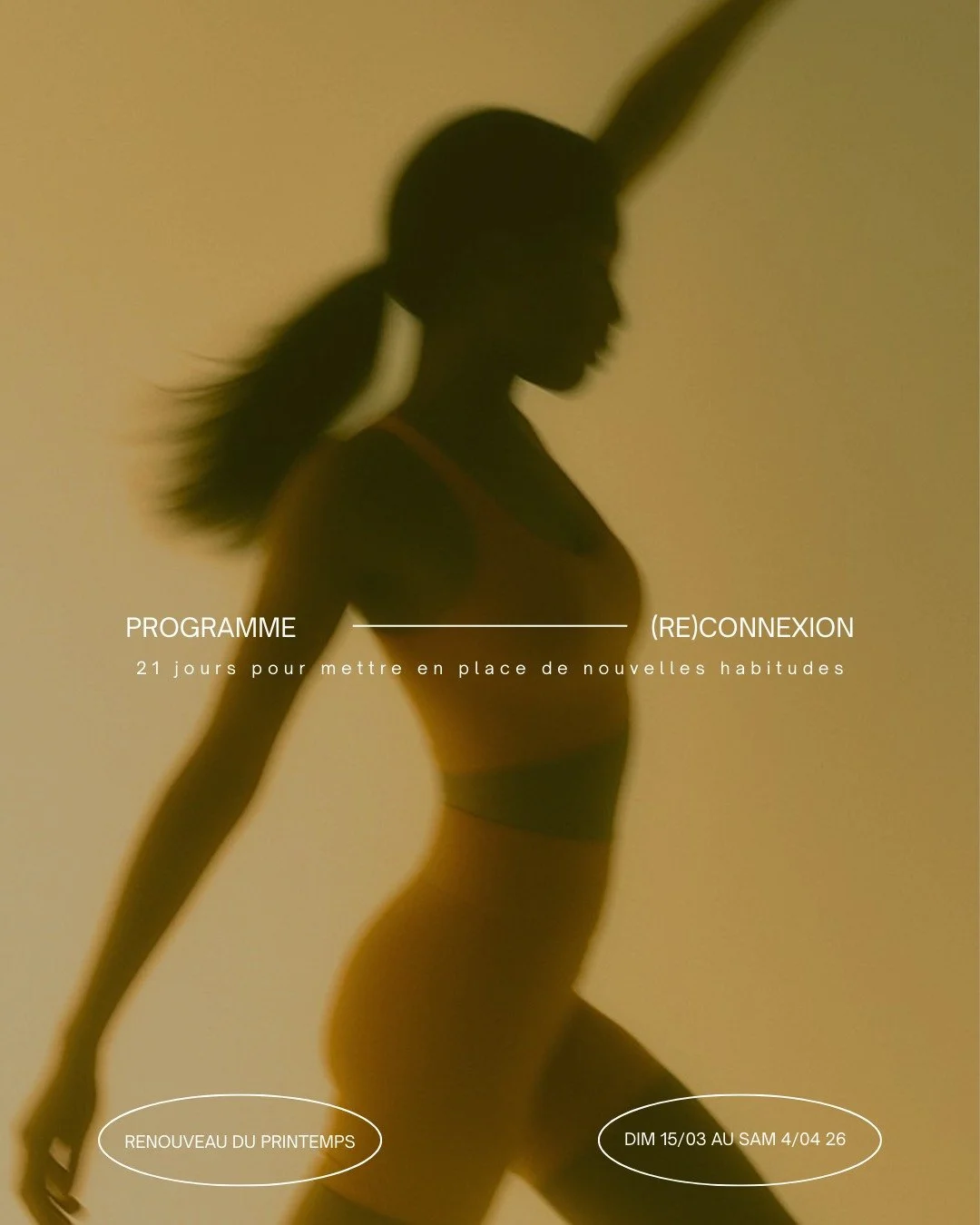 Envie d'apporter du changement dans ta vie ? 
Rejoins notre programme de 21 jours ce printemps. 

&Ccedil;a commence dans 1 mois tout pile,
Il n'y aura que 7 places,
Et pour l'ouverture des inscriptions,
On t'offre -10% si tu t'inscris avant le 22/02