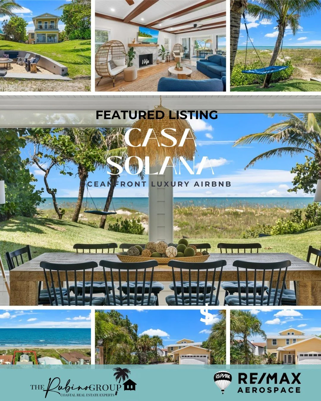 Featured Listing 

943 S Atlantic Ave, Cocoa Beach, FL

5 Bedroom | 4 Bath | 3,724 sq ft | Oceanfront Airbnb Income Property

✨ Oceanfront Luxury + Proven Income ✨
Casa Solana is a turnkey oceanfront Airbnb along Florida&rsquo;s Space Coast, offering