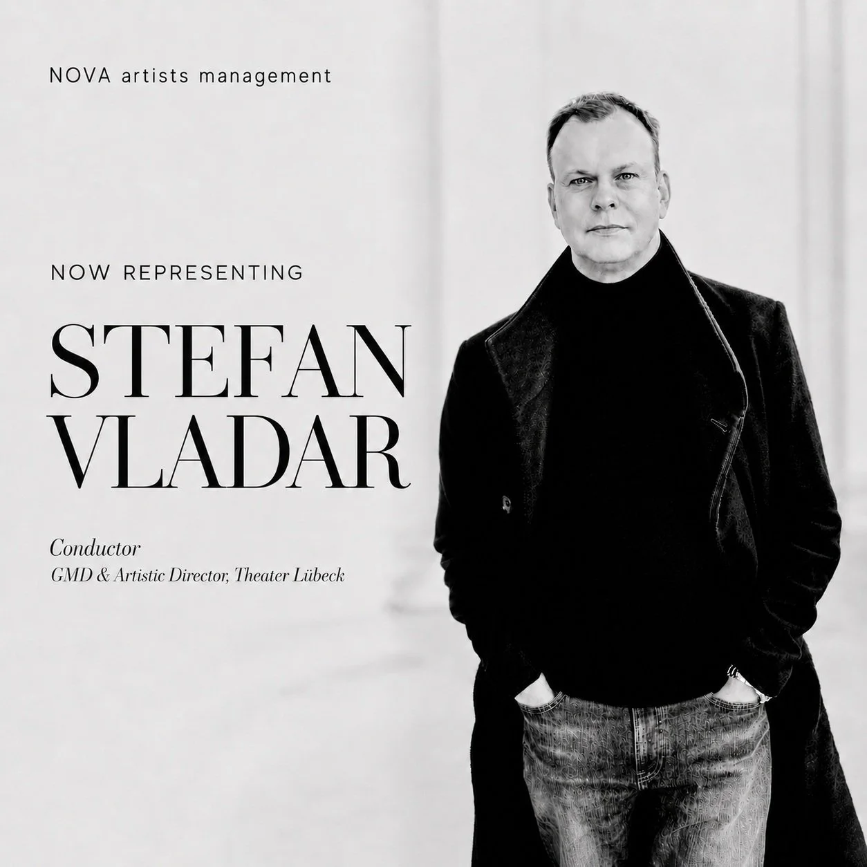 We are very happy to welcome Stefan Vladar to NOVA artists management.

Stefan brings with him an exceptional international career as both conductor and pianist. 
Since the 2019/20 season, he has served as GMD and Artistic Director of Theater L&uuml;