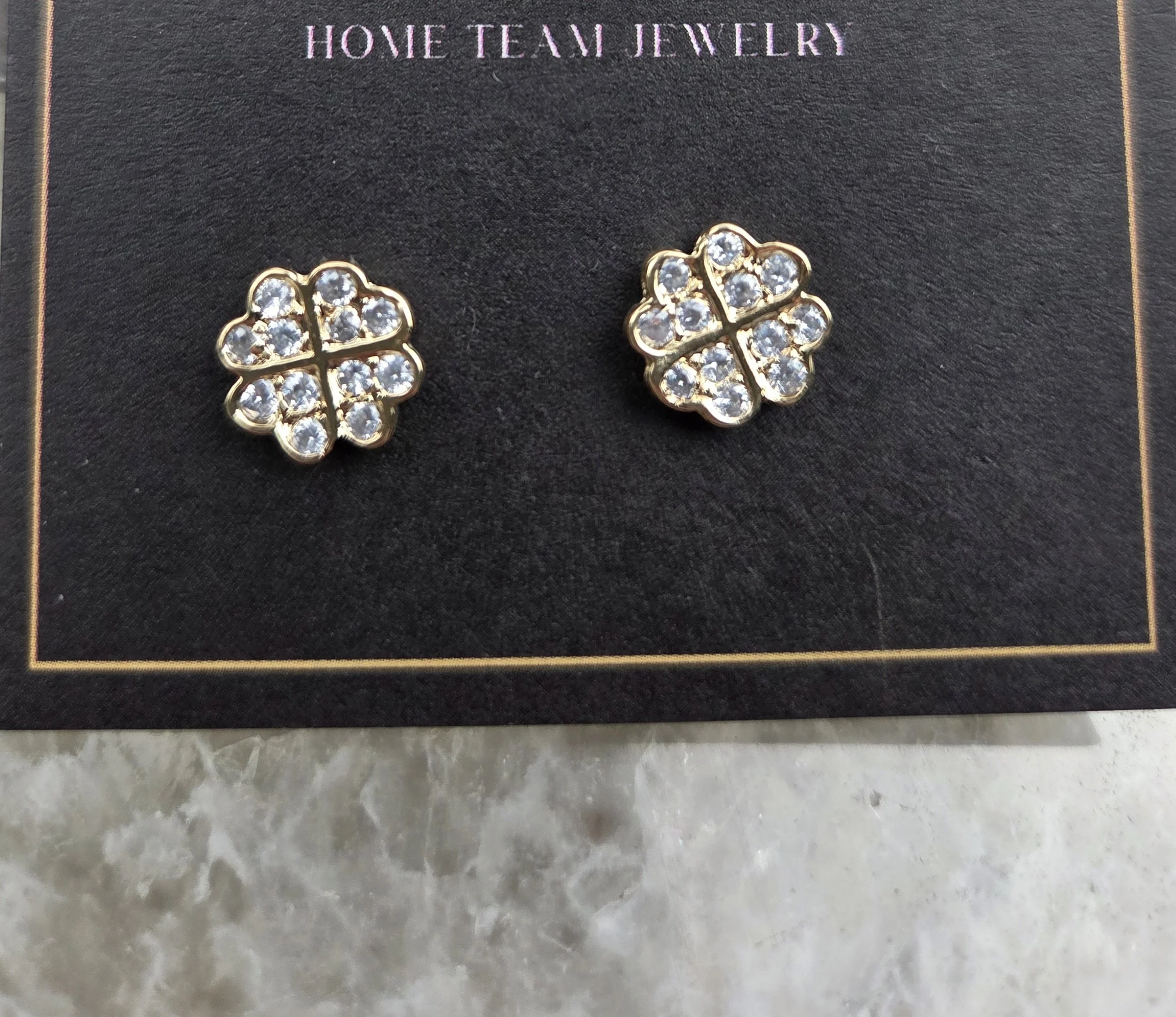 Gold-Filled Clover Earrings with Cubic Zirconia