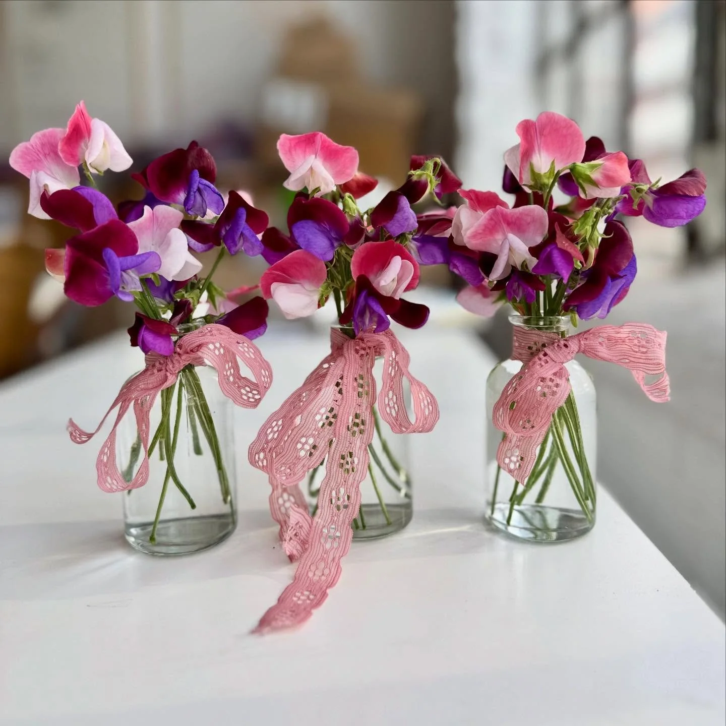 Ready for your surprise?!? 😘

💗Sweet Peas for your sweet peas!💗

 We weren&rsquo;t sure if we would have enough growing to offer them for Valentines but they came through! And they smell so sweet.

These three went out to my babies who are having 