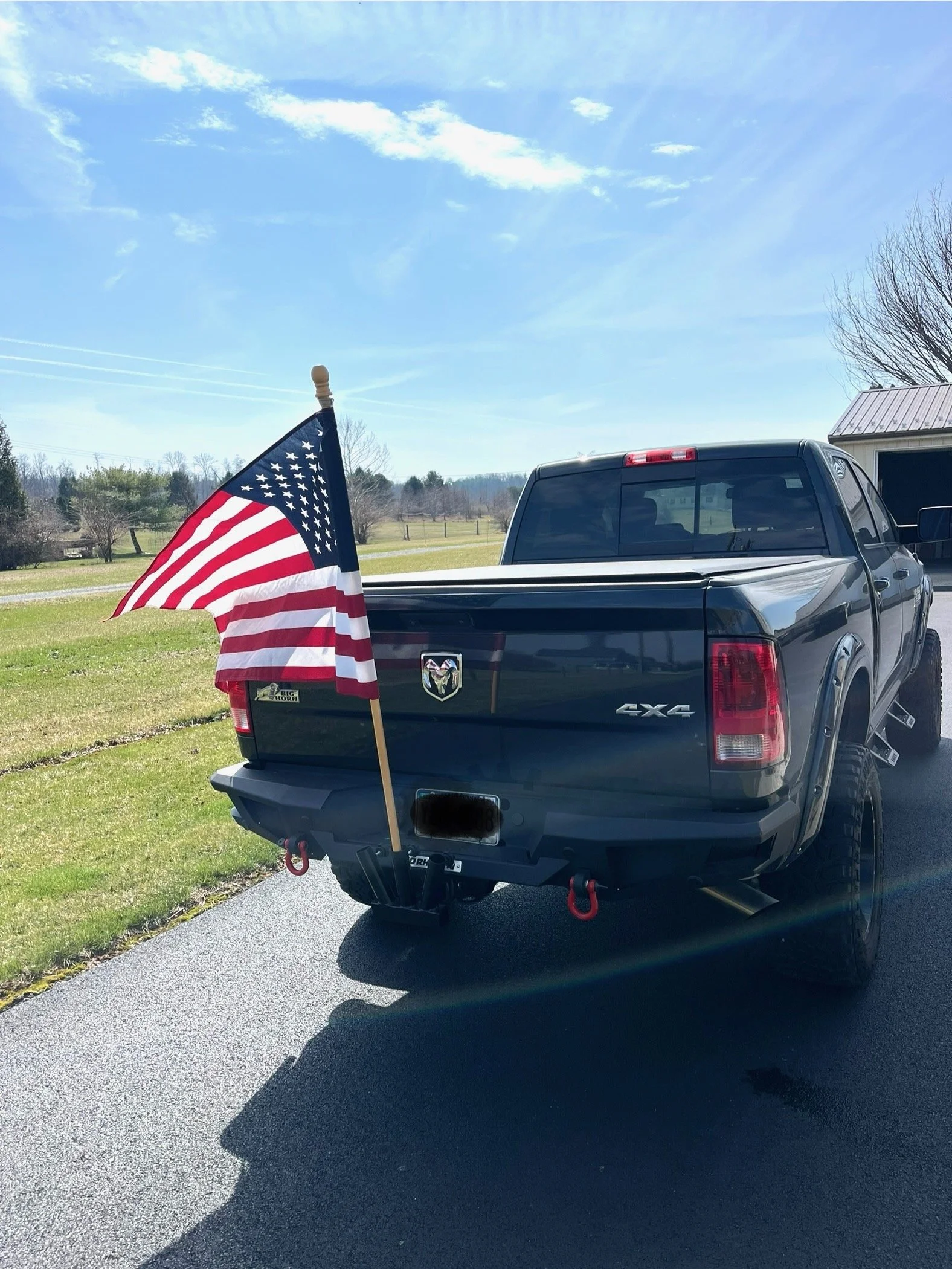 Truck Hitch Flag Holder on Truck.JPEG