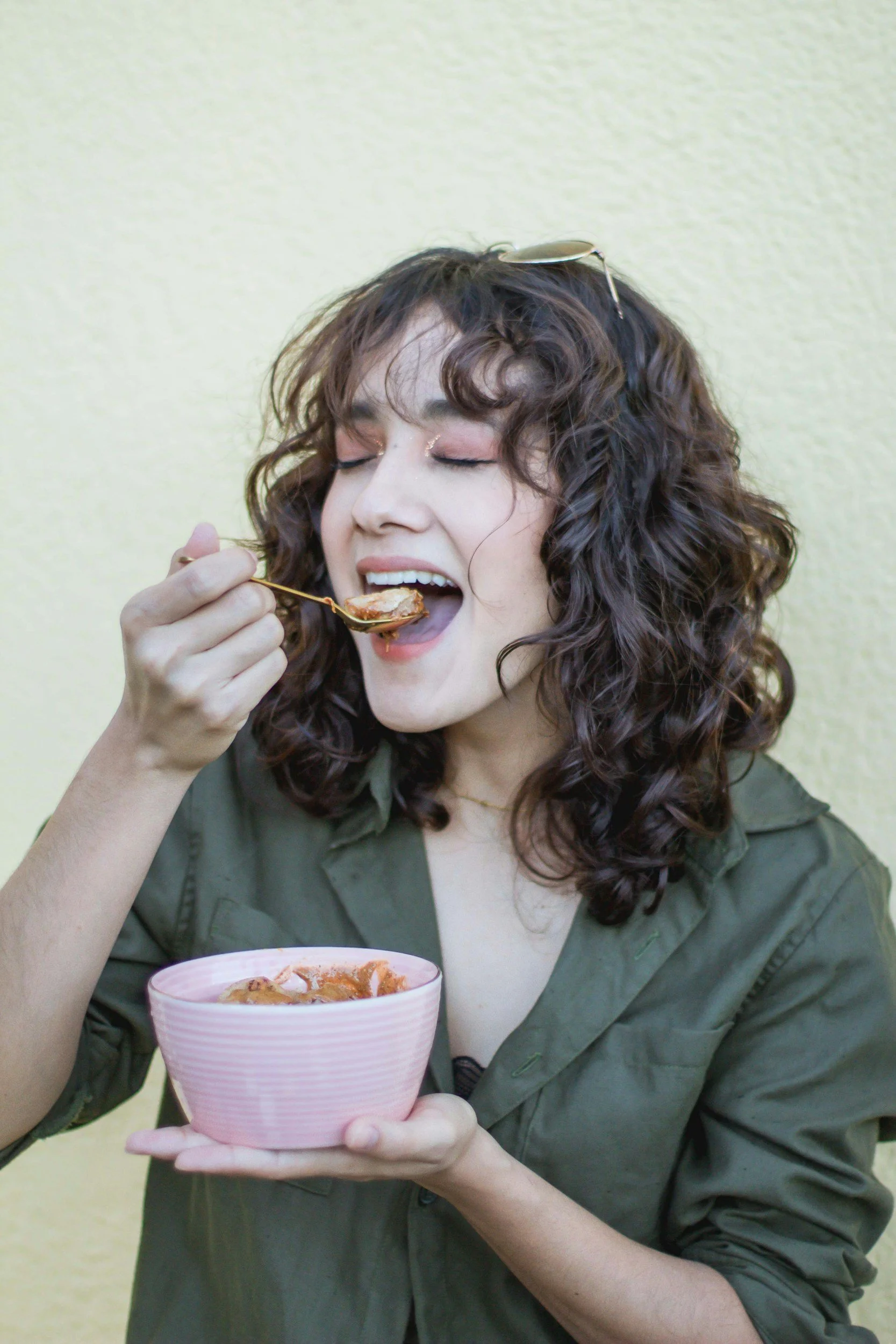 Women enjoying a bowl of food