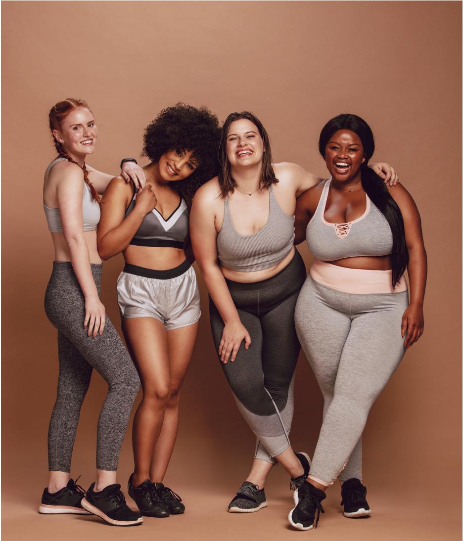 Confident women with diverse body types