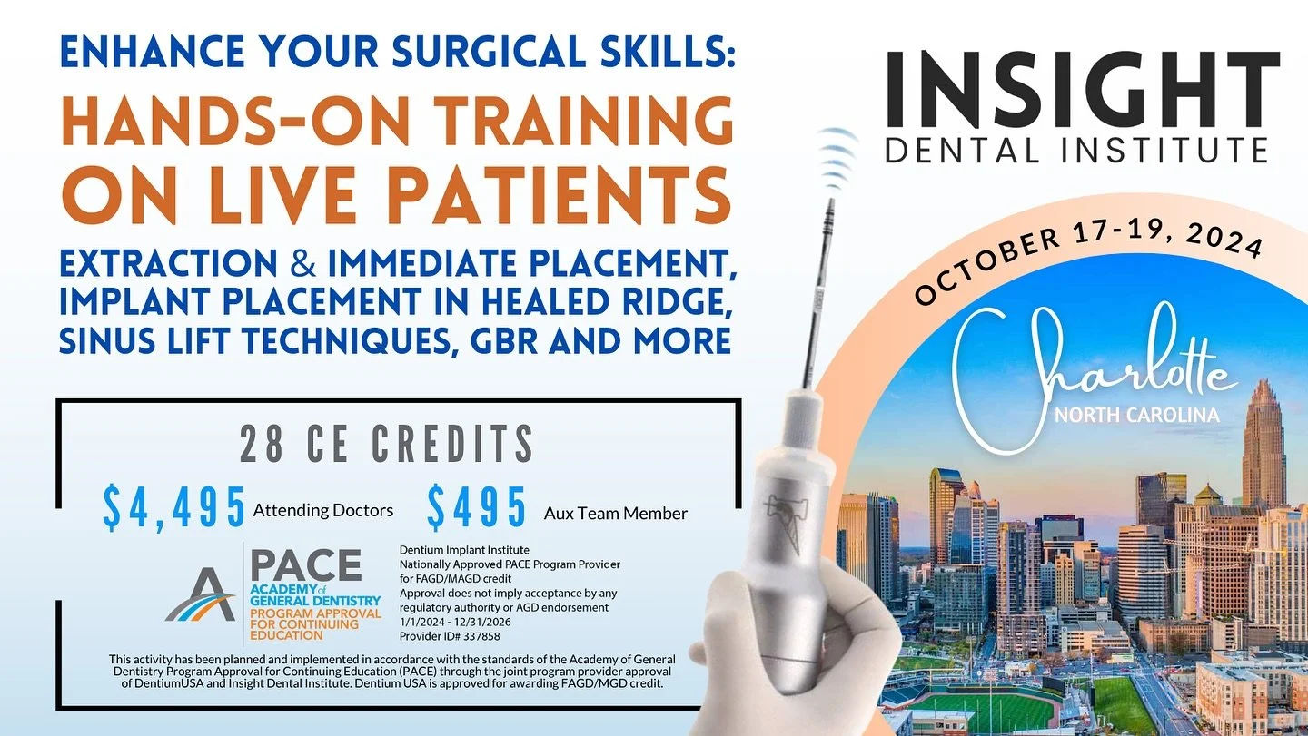 Register for our upcoming live surgery course! Join IDI and DentiumUSA for three days full of learning and perform extractions and implant placement  on real patients using Osseotuch&rsquo;s Magnetic Mallet 🎓✨ #dentalimplants #dentistry #continueded