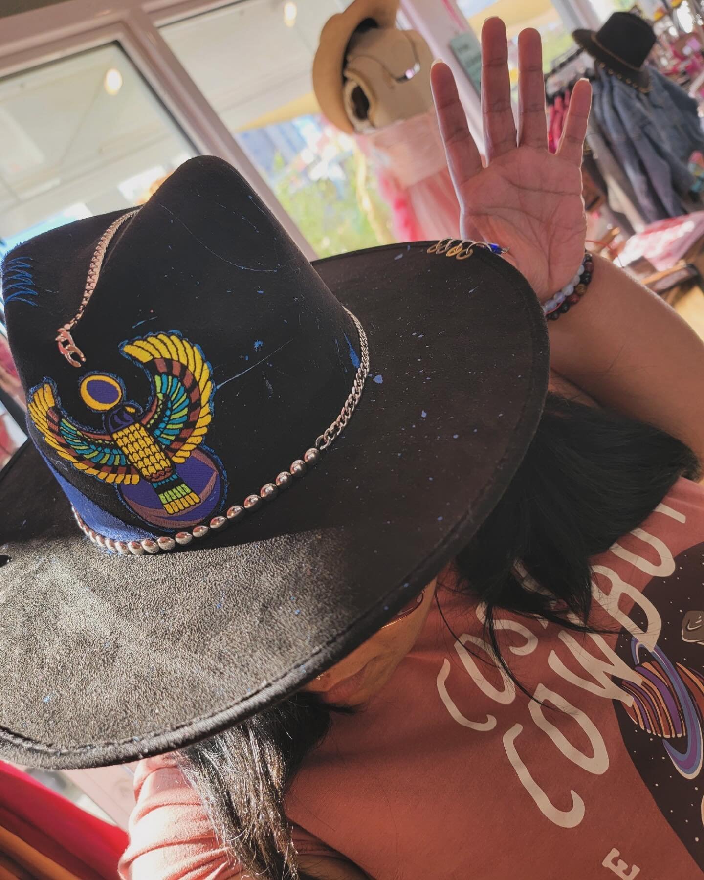 Vegas flair. We love all our vibrant hats with so much character. #hatbar #hats #vegasbaby
