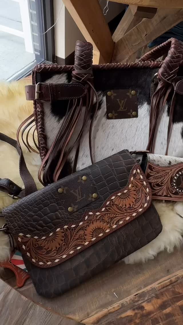 NEW LV cowhide shipment just arrived. We already sold a few pieces as we were unpacking them. Hurry in! Open today until 6pm!! #cowhidebags #westernfashion #louievuitton