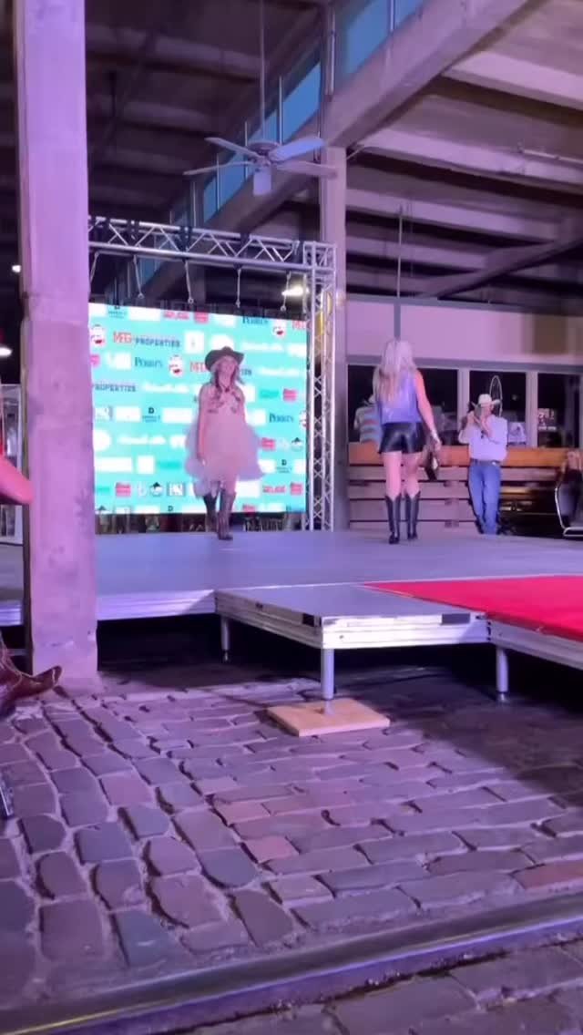 We are so thankful to be featured at the @stockyardsstation fashion show! Thank you @mari.themodel for showcasing this beautiful piece! Thank you @fortworthstockyards for all the love and support this weekend! #fashionshow #customdress #westernfashio
