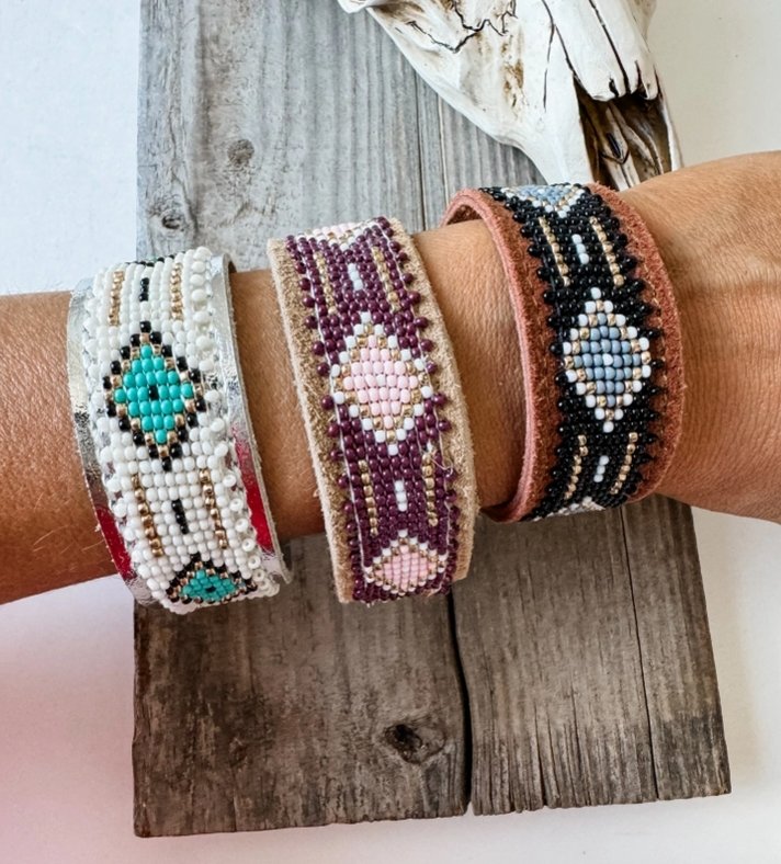 Leather Beaded Cuffs