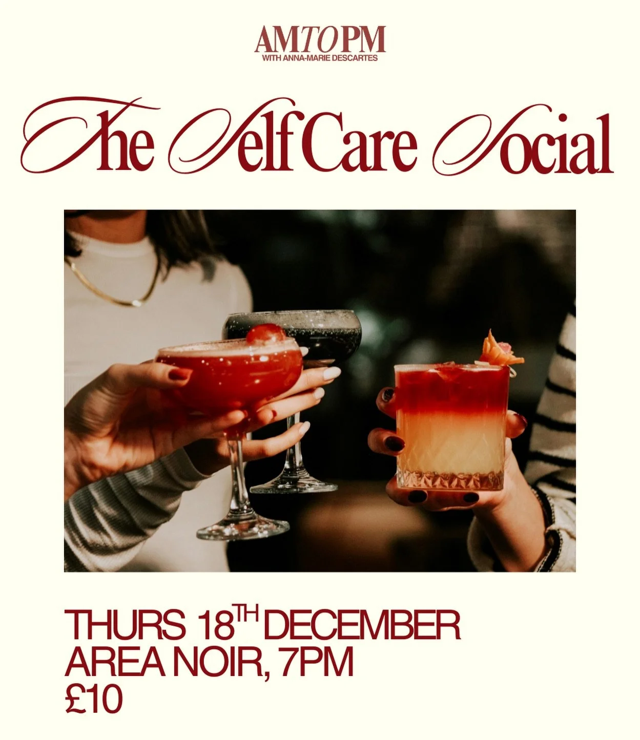 Our final gathering of the year! 🎄

Join us for a cosy night of self care demos led by wellness experts, conversations, treats, drinks and a little *spice* to carry you into the new year. 🎁

Limited spots available - register on areanoir.co for acc