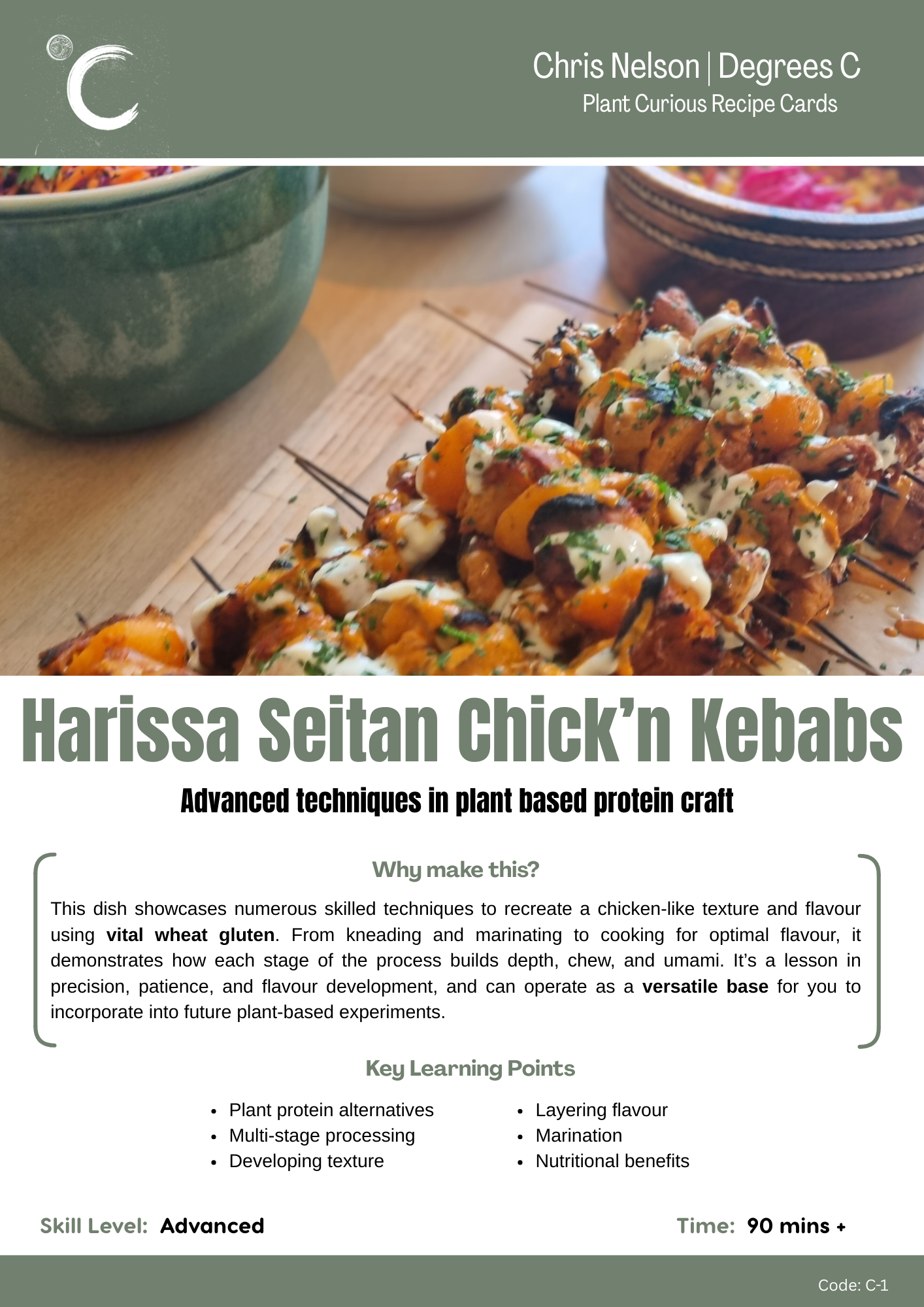 Harissa Seitan Chick'n Kebabs