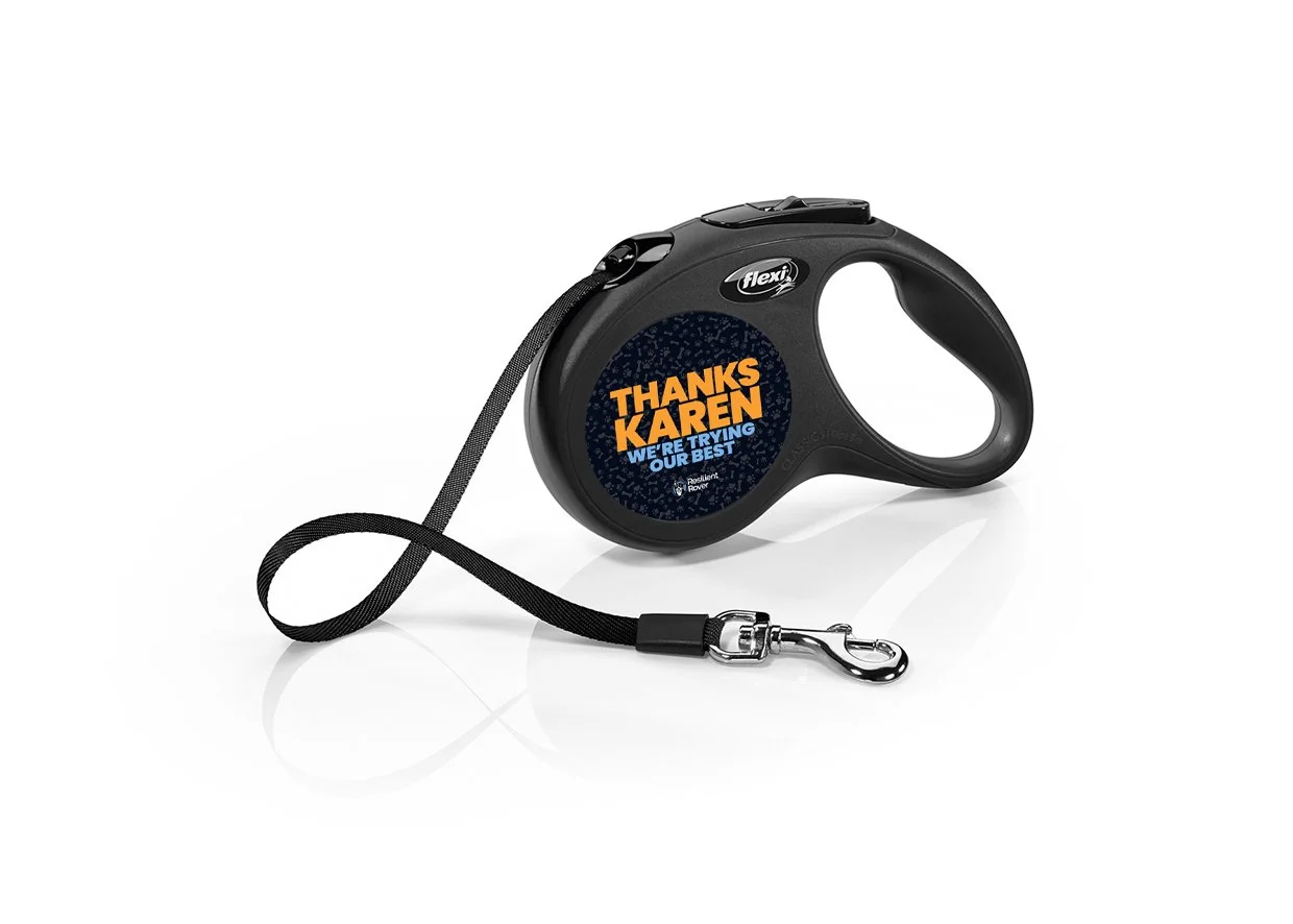 Flexi Retractable Leash with High-Vis Message