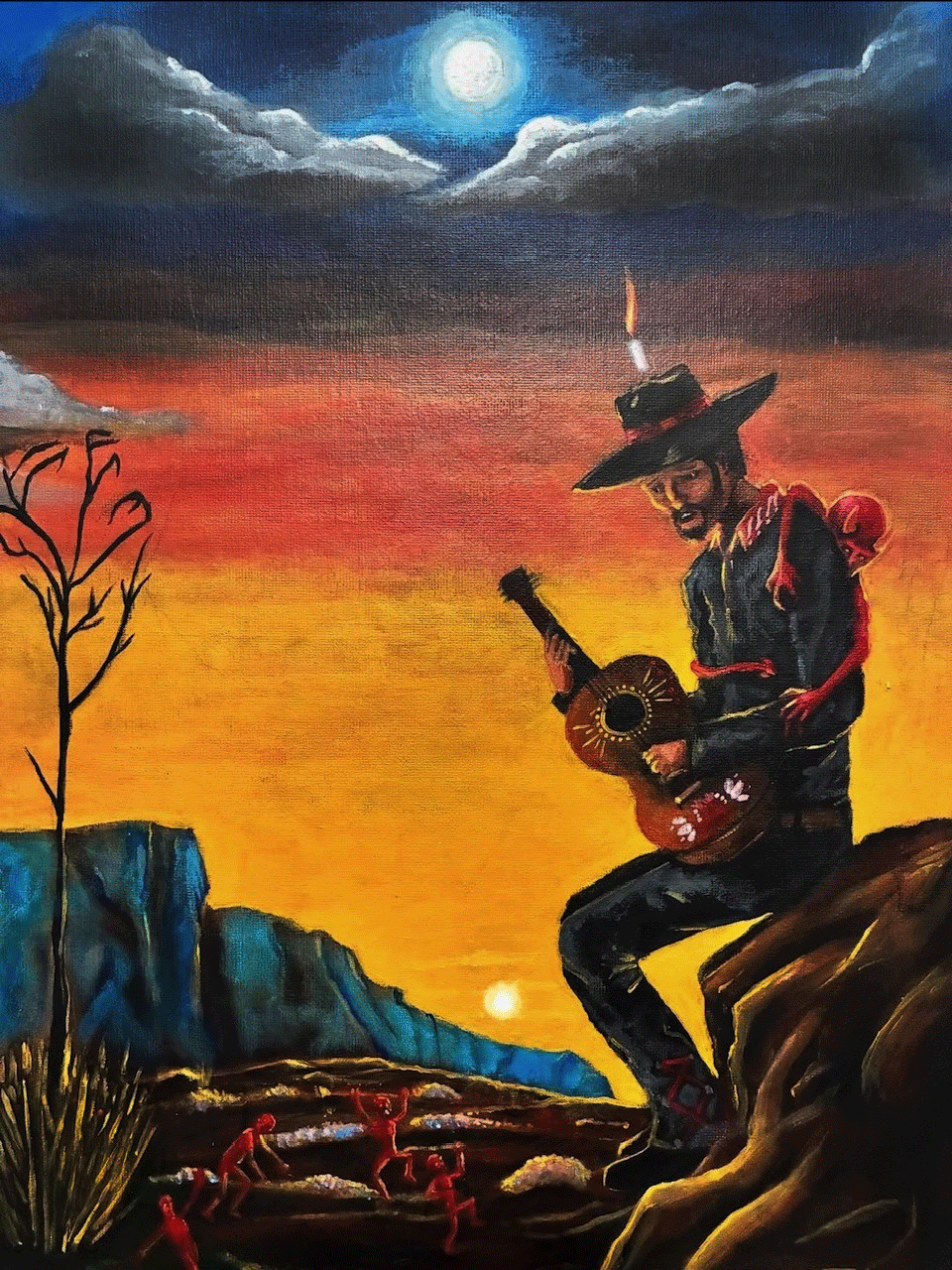 Mis Tormentos. Original painting. 12 x 16