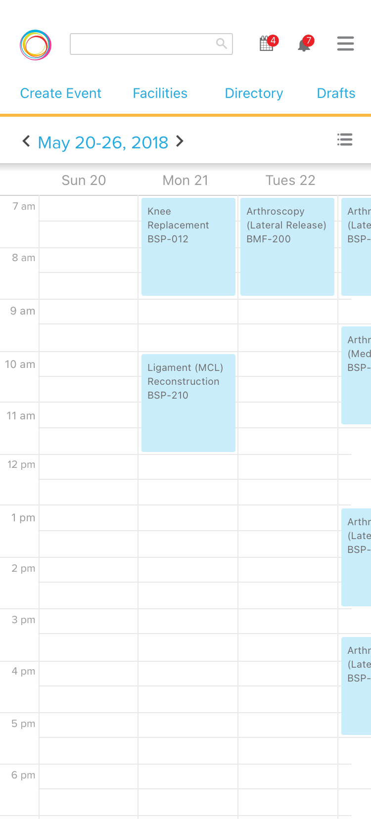 A medical sale rep's view of their calendar