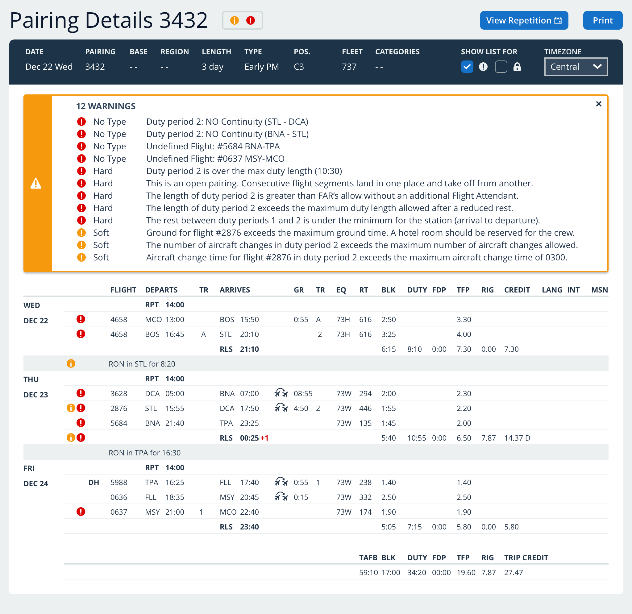 Progressively disclosed inline notifications allow users to evaluate varying levels of risk and optimize trips with minute precision.