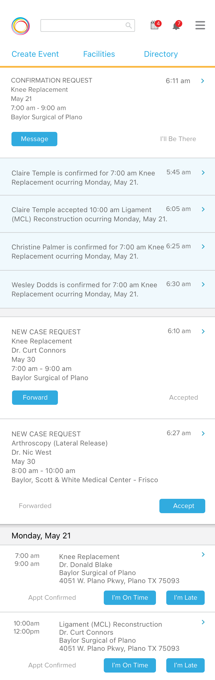 The rep sends confirmation that he'll be there