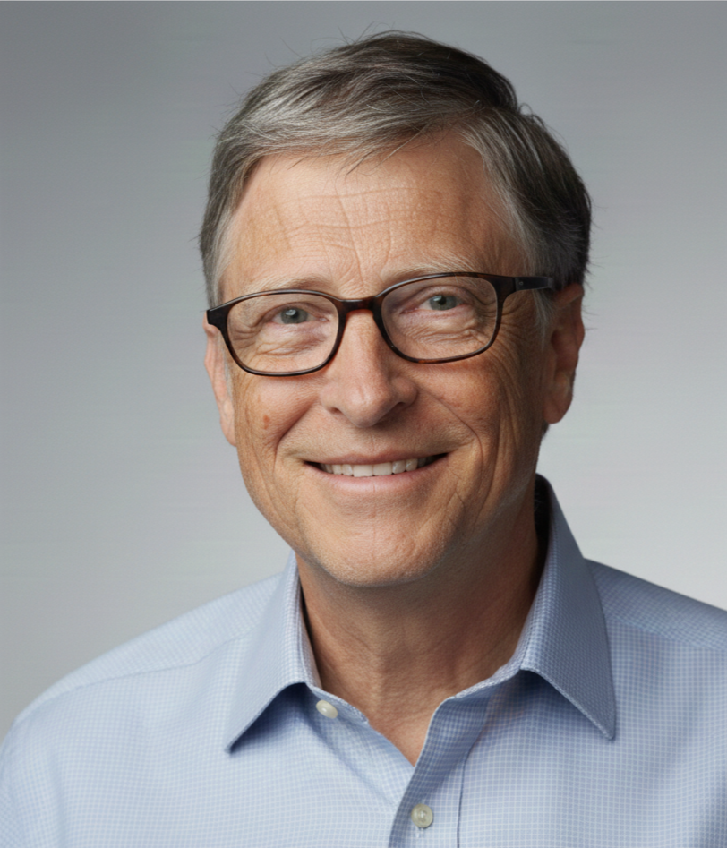 Headshot of an older man with gray hair, wearing glasses and a light blue collared shirt, smiling against a plain background.