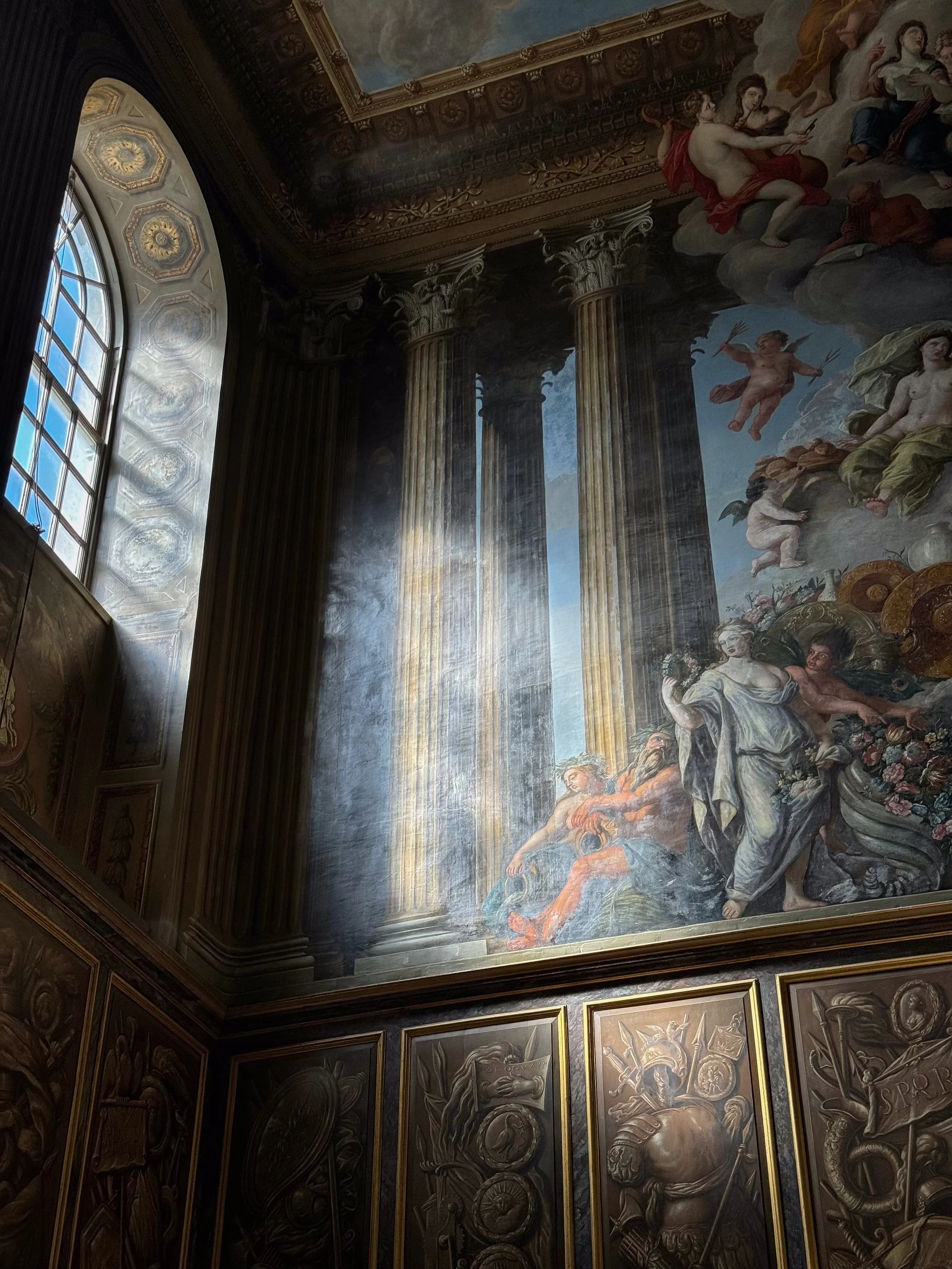 The Kings Staircase at Hampton Court Palace, Molesey, England